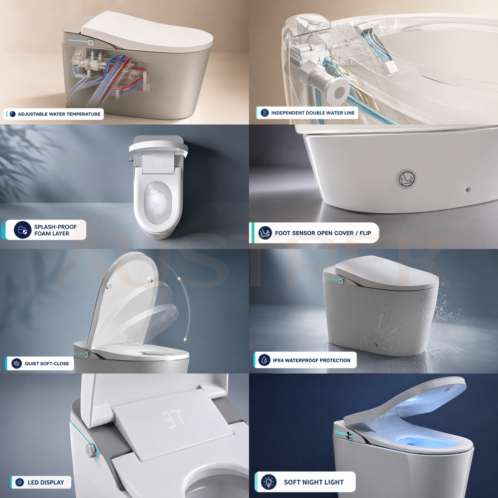 FLUVA K1 INTELLIGENT TOILET W/ AUTOFLUSH REMOTE CONTROLLED BIDET GLOSS WHITE