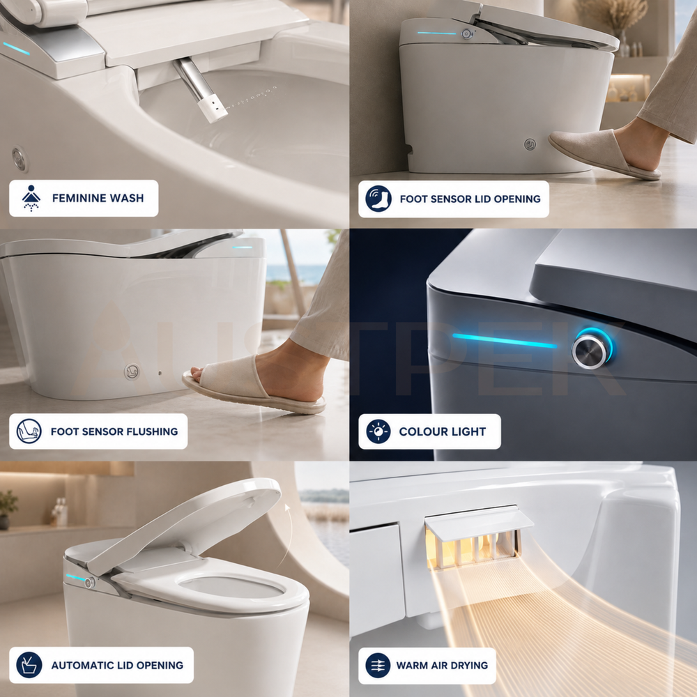 FLUVA K1 INTELLIGENT TOILET W/ AUTOFLUSH REMOTE CONTROLLED BIDET GLOSS WHITE