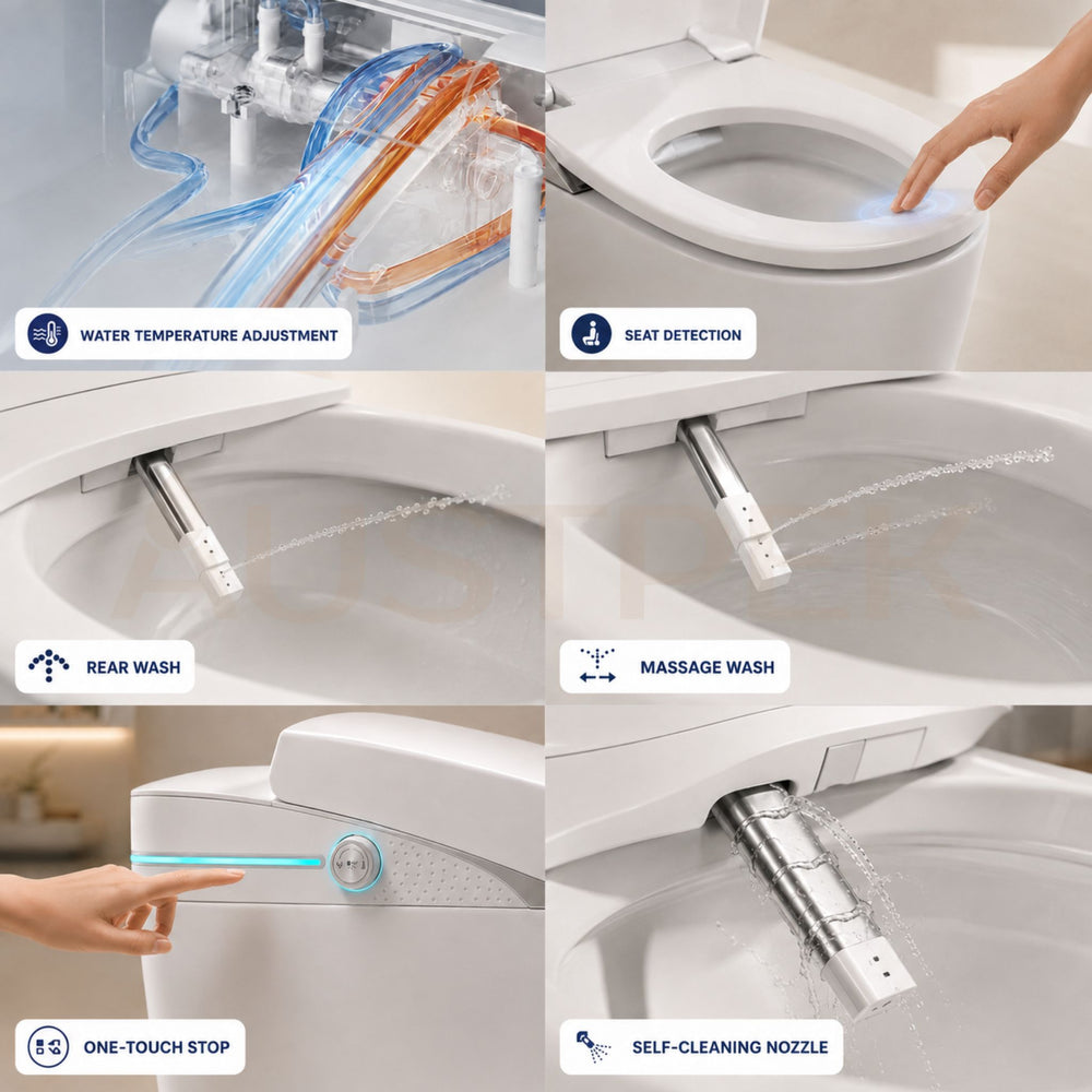 FLUVA K1 INTELLIGENT TOILET W/ AUTOFLUSH REMOTE CONTROLLED BIDET GLOSS WHITE