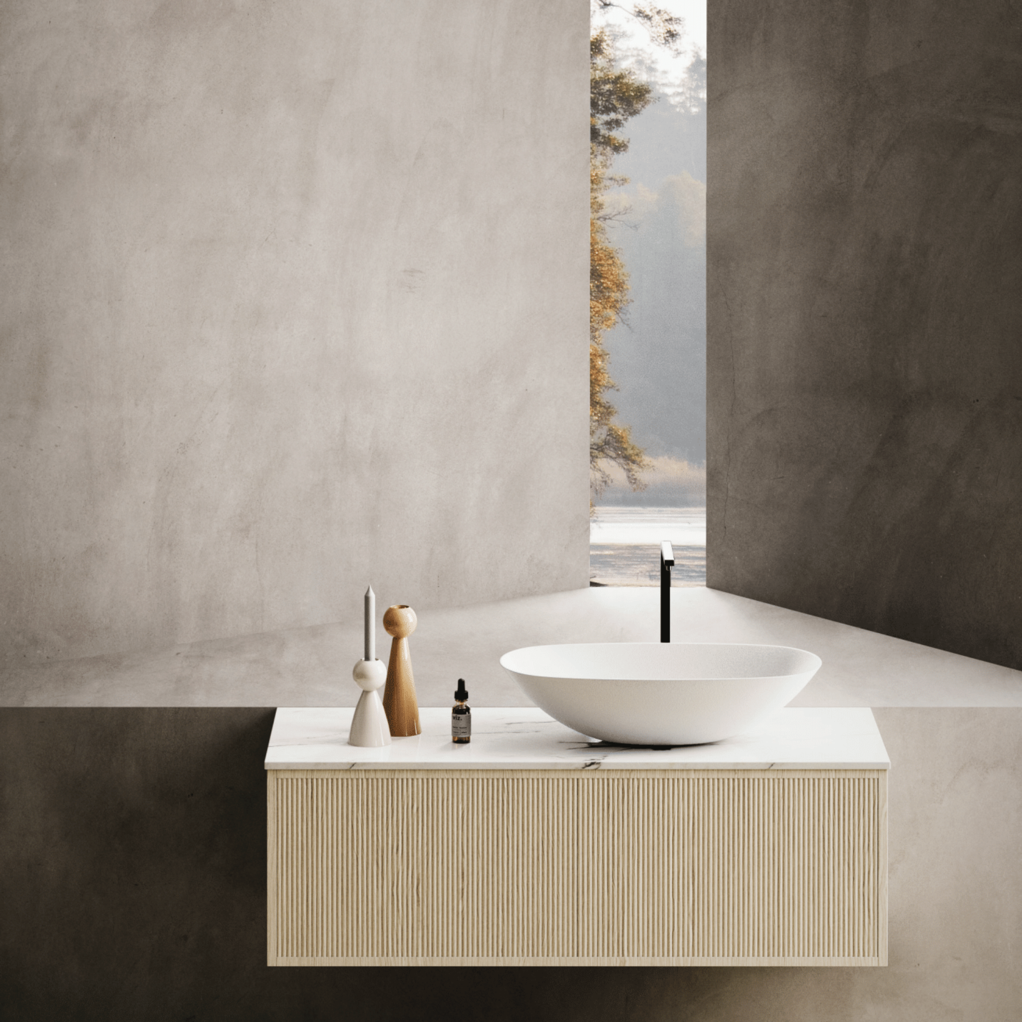 CETO BELLEVUE COASTAL OAK 900MM SINGLE BOWL WALL HUNG VANITY (AVAILABLE IN LEFT HAND DRAWER AND RIGHT HAND DRAWER)