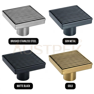 VITO SQUARE GRATE PATTERN FLOOR DRAIN MATTE BLACK 115MM