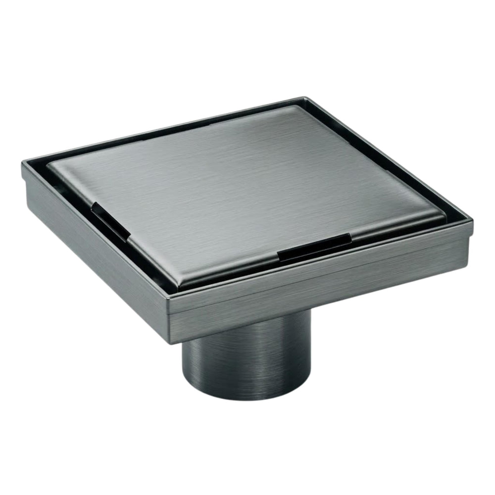 VITO SQUARE TILE INSERT FLOOR DRAIN GUN METAL 115MM