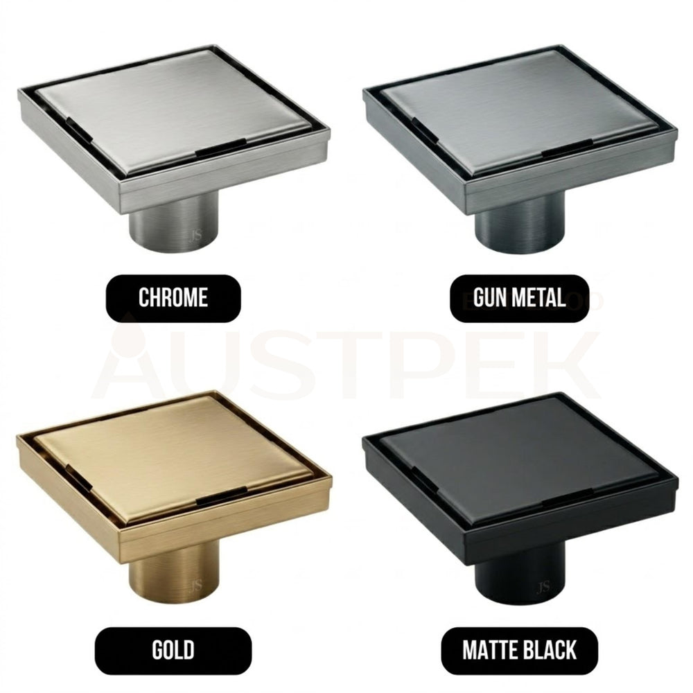 VITO SQUARE TILE INSERT FLOOR DRAIN BRUSHED STAINLESS STEEL 115MM