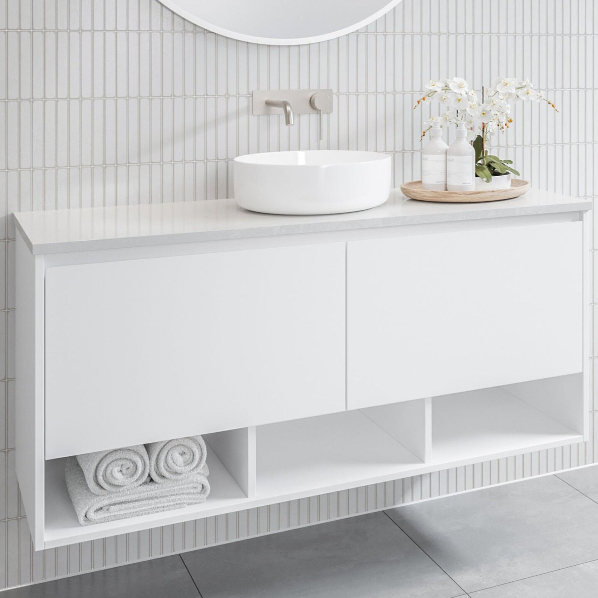 TIMBERLINE KANSAS CUSTOM WALL HUNG VANITY (ALL SIZING)