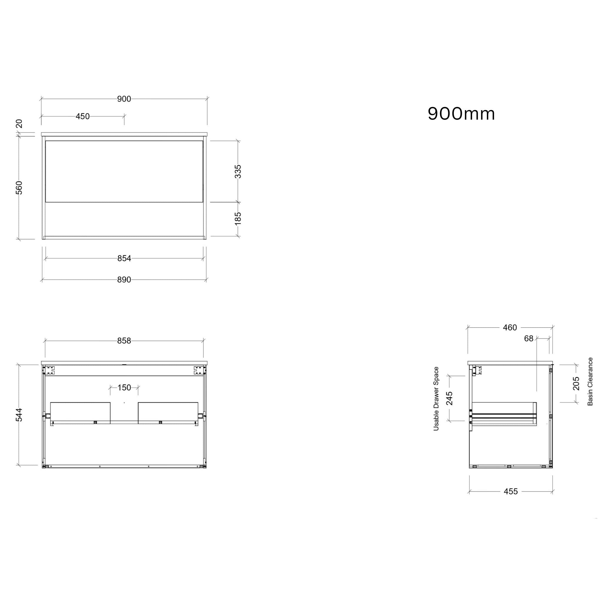 TIMBERLINE KANSAS CUSTOM WALL HUNG VANITY (ALL SIZING)