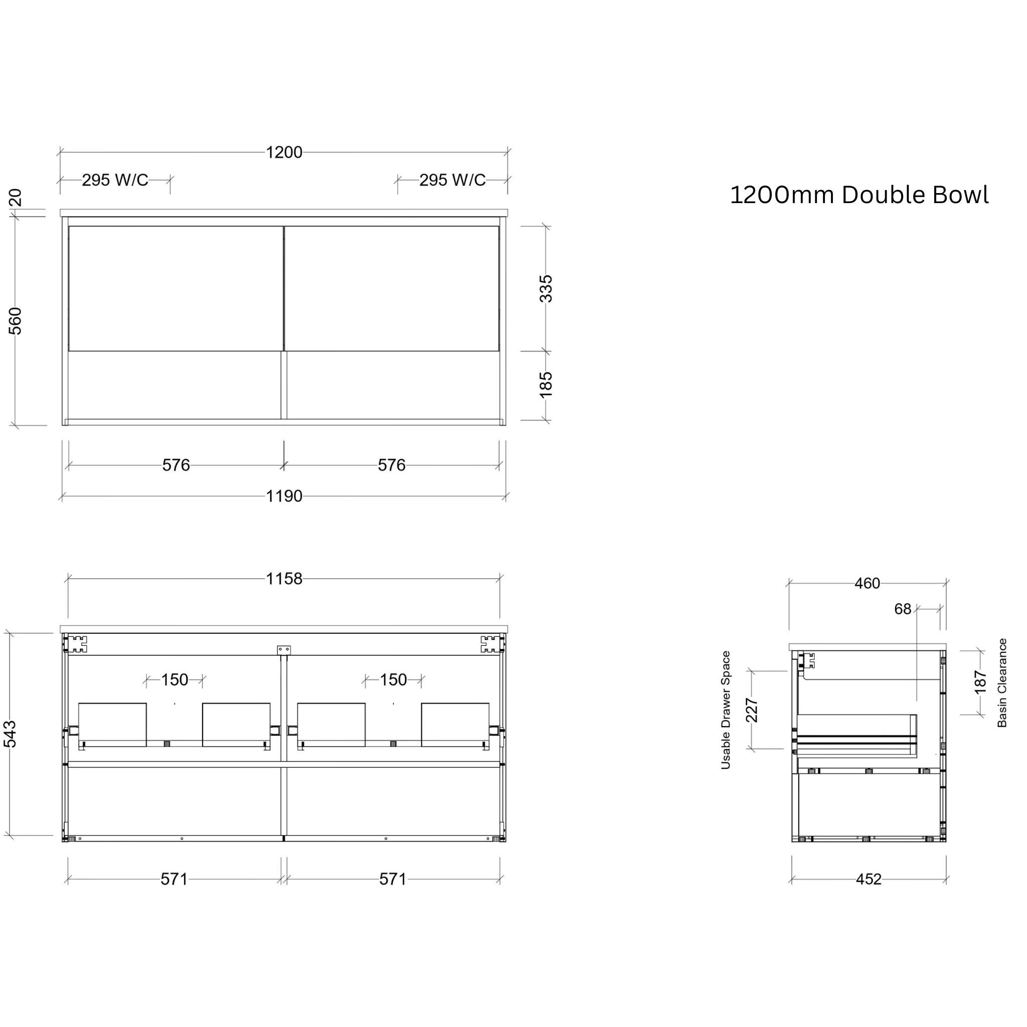 TIMBERLINE KANSAS CUSTOM WALL HUNG VANITY (ALL SIZING)