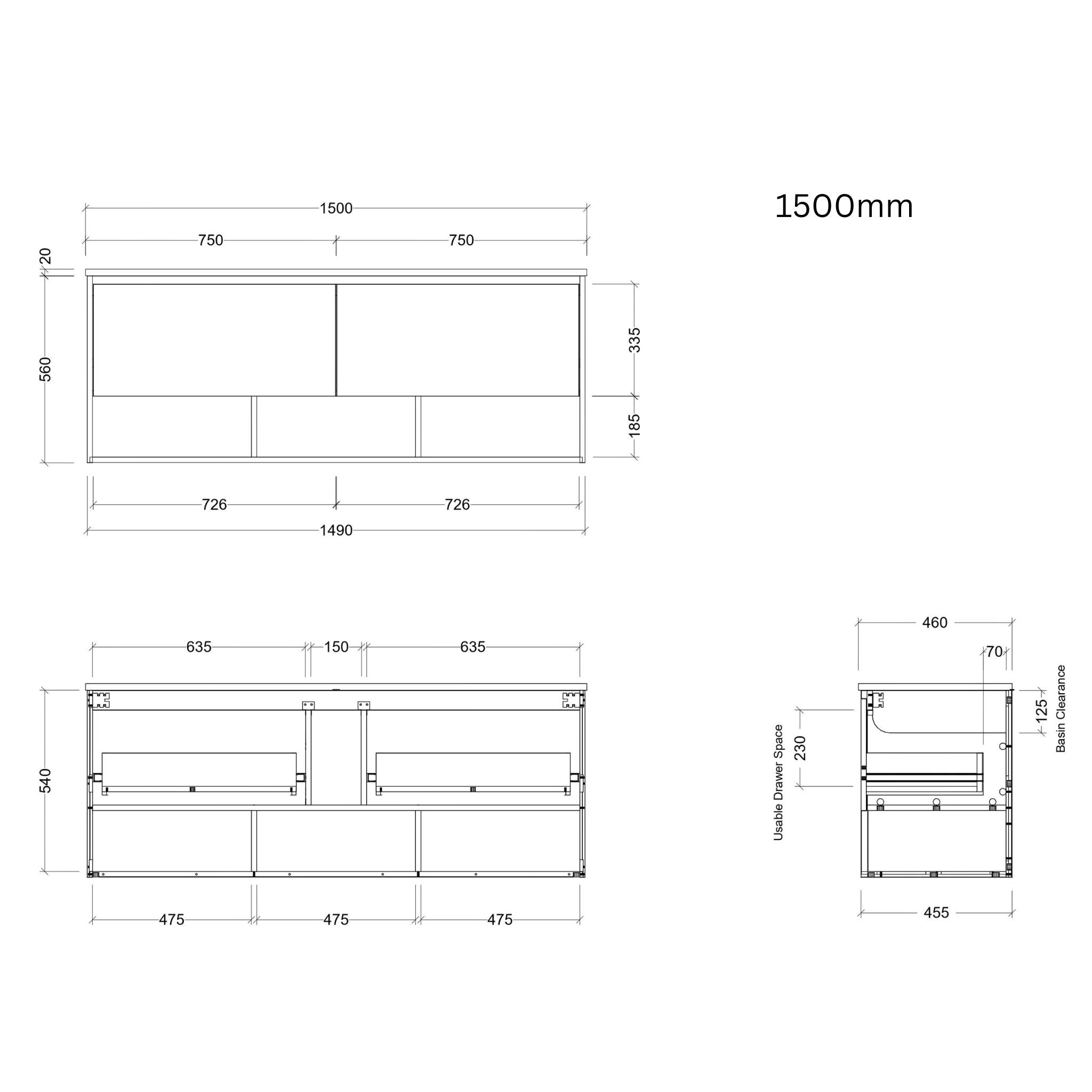 TIMBERLINE KANSAS CUSTOM WALL HUNG VANITY (ALL SIZING)