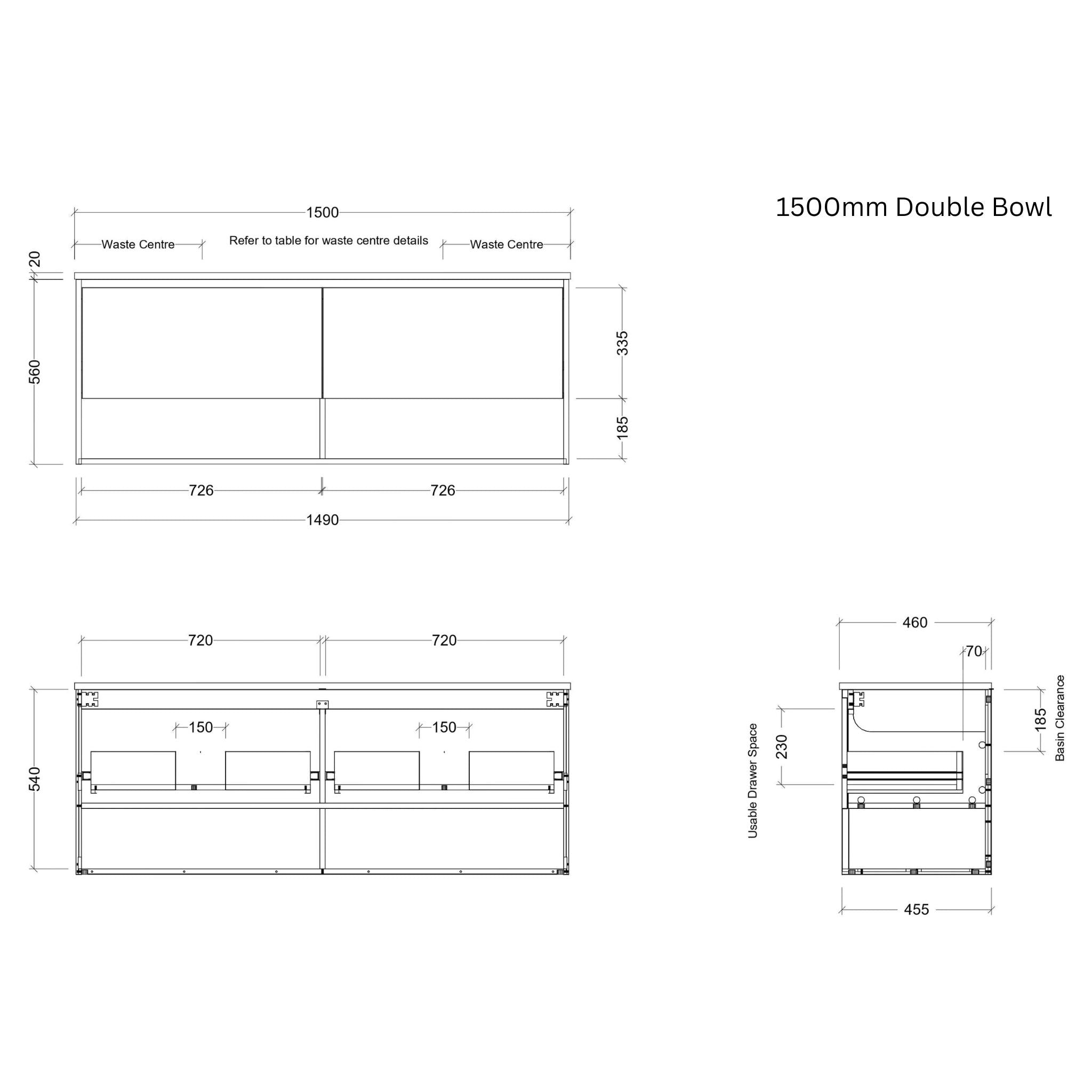 TIMBERLINE KANSAS CUSTOM WALL HUNG VANITY (ALL SIZING)