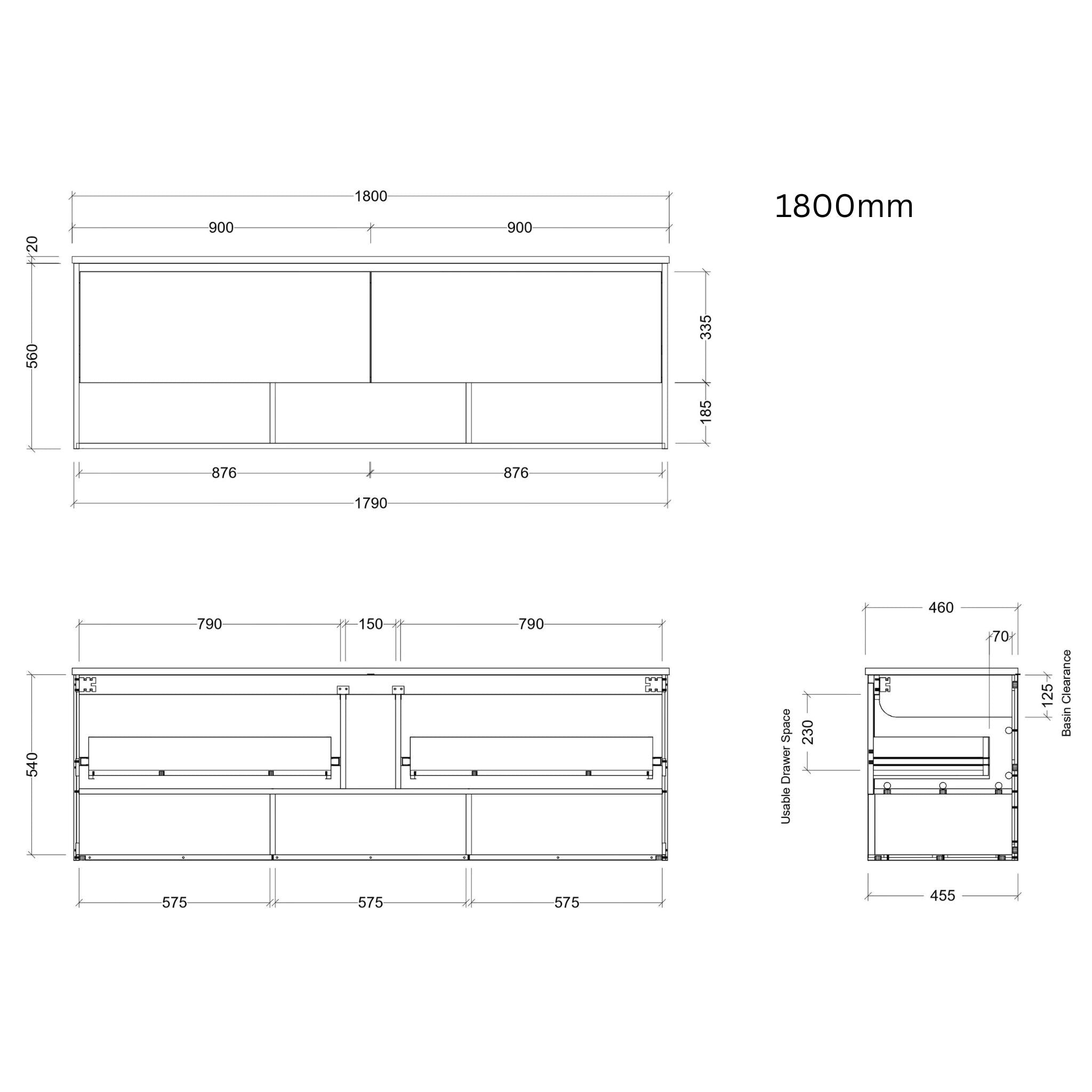 TIMBERLINE KANSAS CUSTOM WALL HUNG VANITY (ALL SIZING)