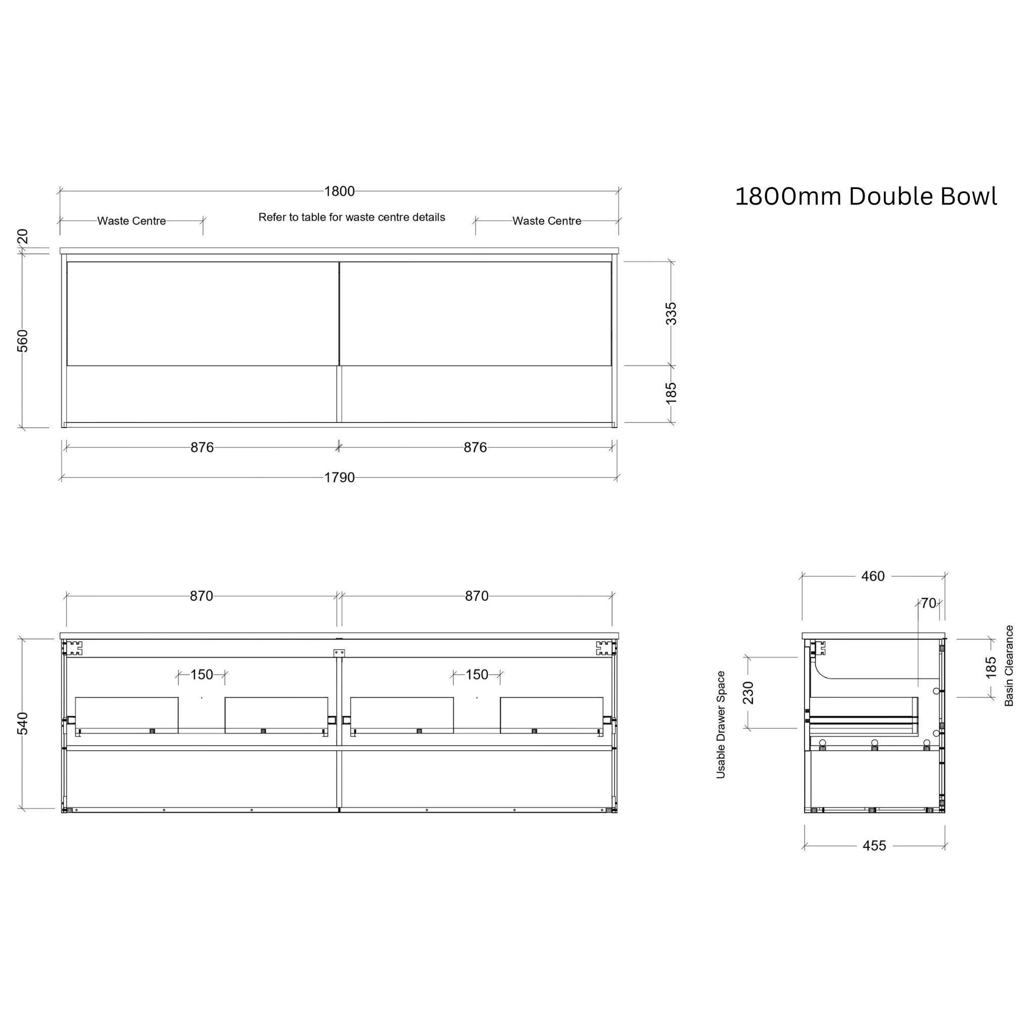 TIMBERLINE KANSAS CUSTOM WALL HUNG VANITY (ALL SIZING)