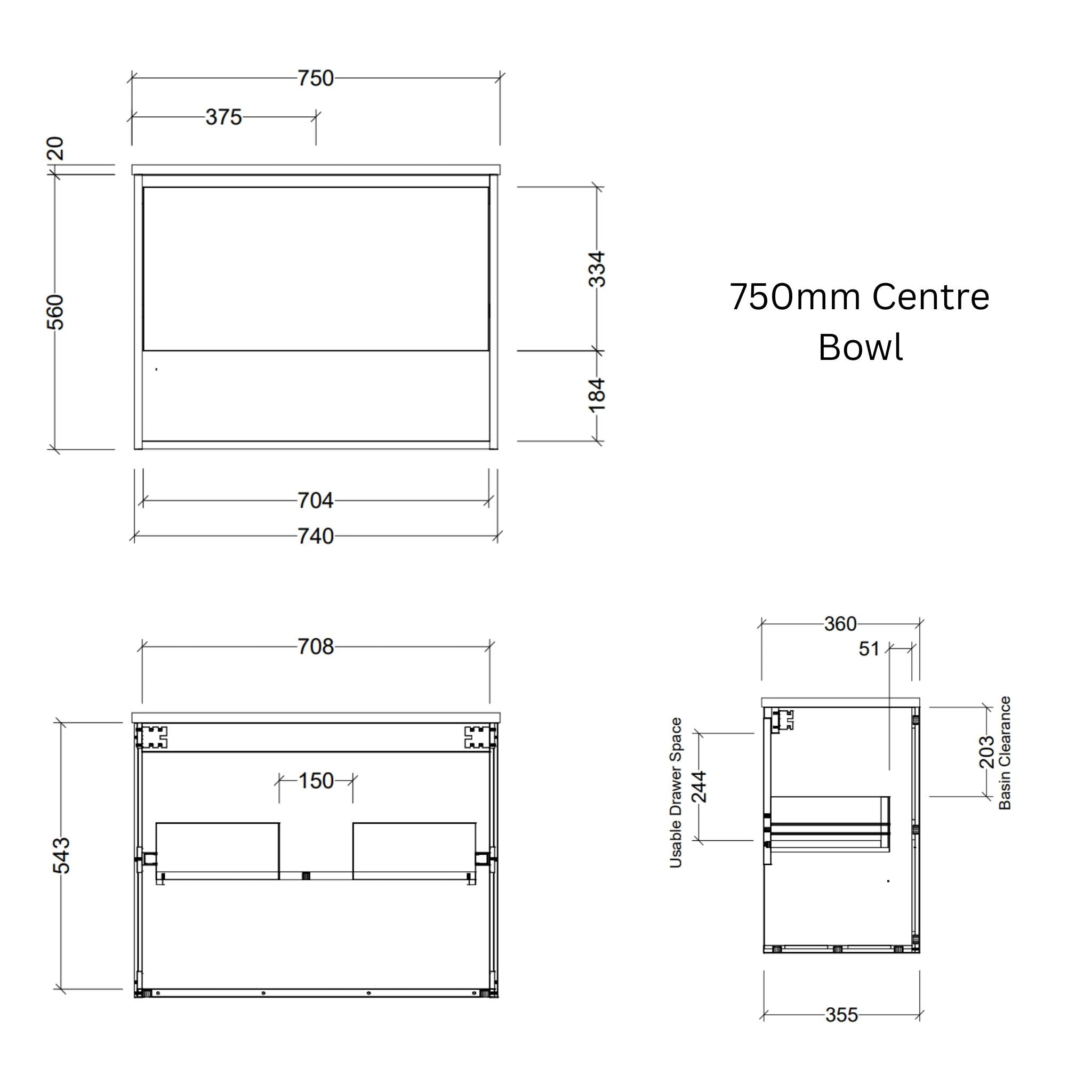 TIMBERLINE KARLIE CUSTOM WALL HUNG VANITY (ALL SIZING)
