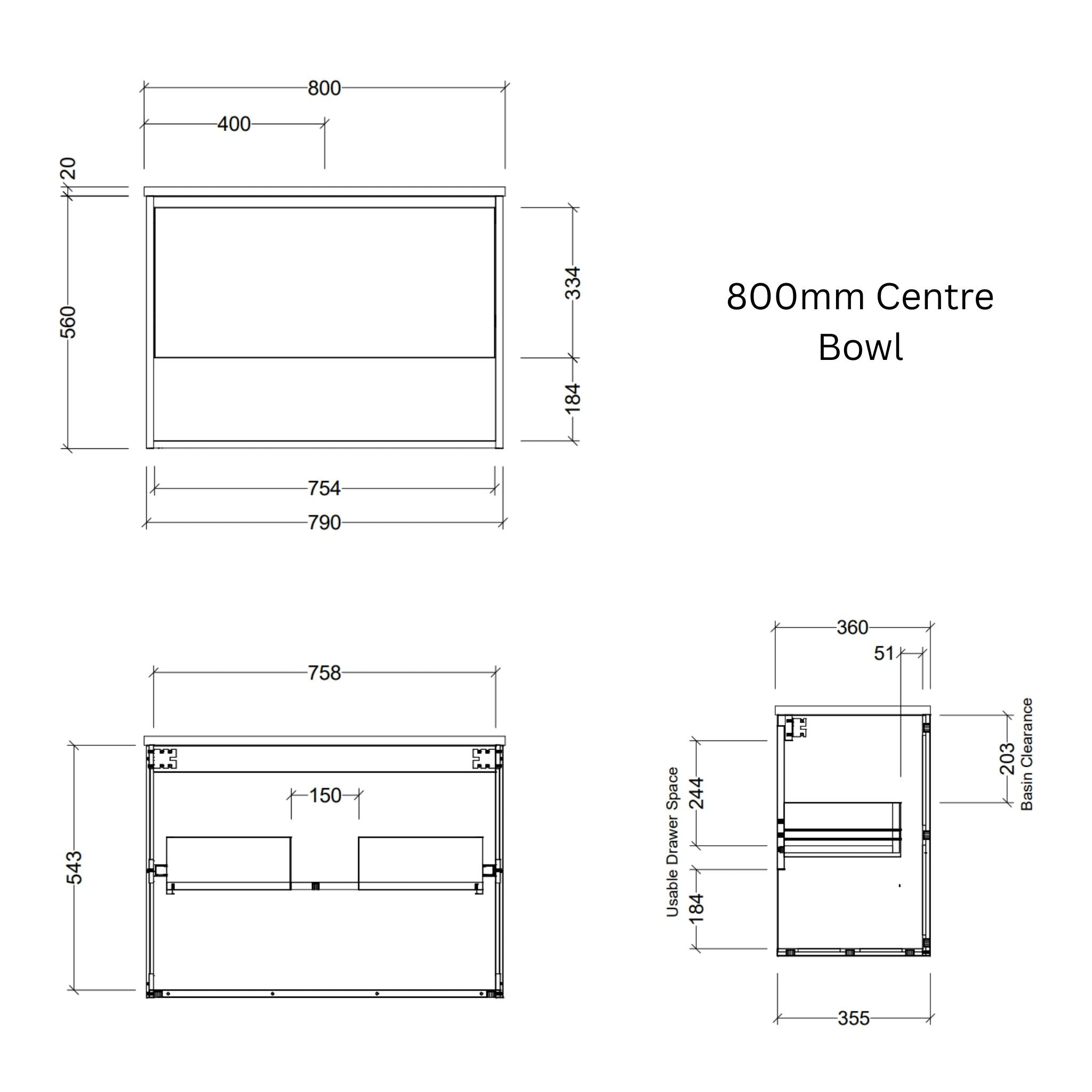 TIMBERLINE KARLIE CUSTOM WALL HUNG VANITY (ALL SIZING)