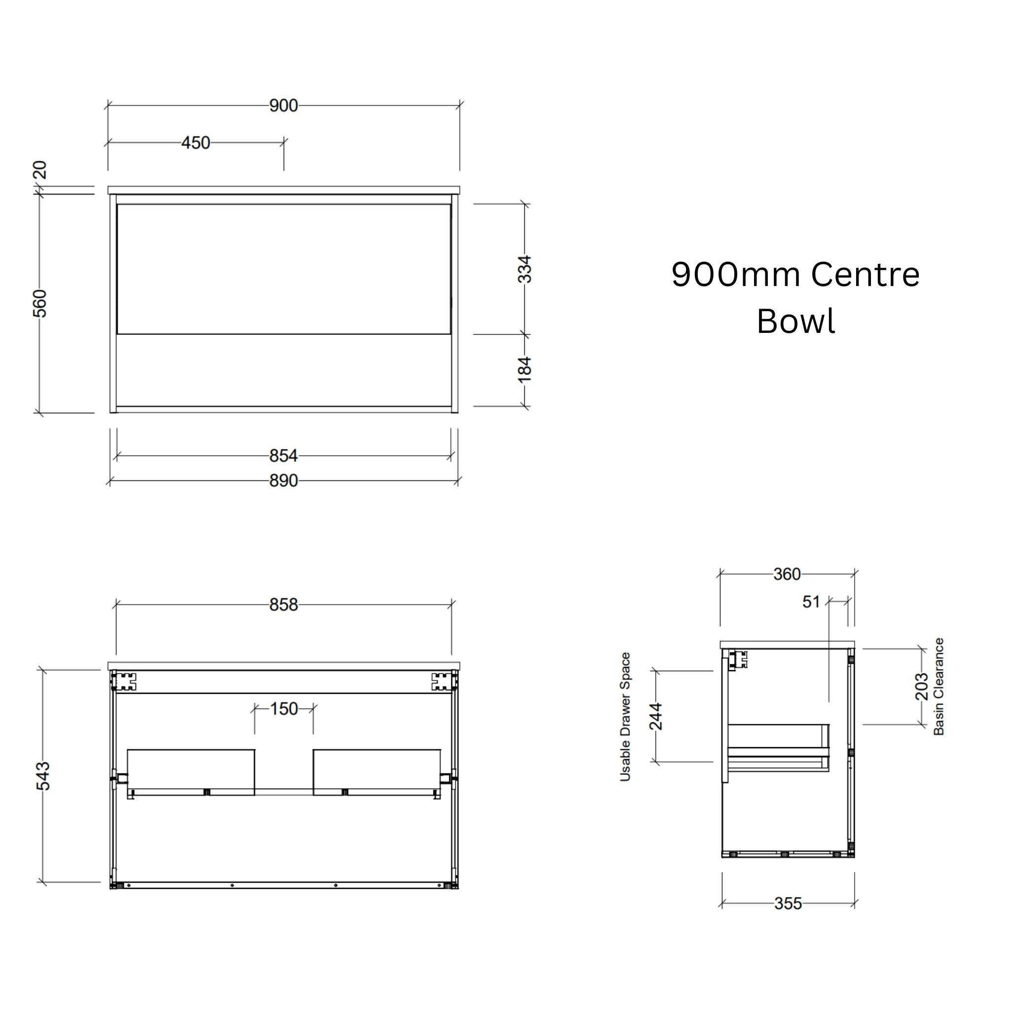 TIMBERLINE KARLIE CUSTOM WALL HUNG VANITY (ALL SIZING)