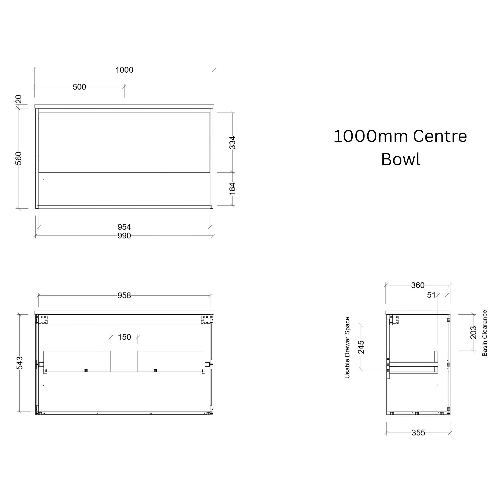 TIMBERLINE KARLIE CUSTOM WALL HUNG VANITY (ALL SIZING)