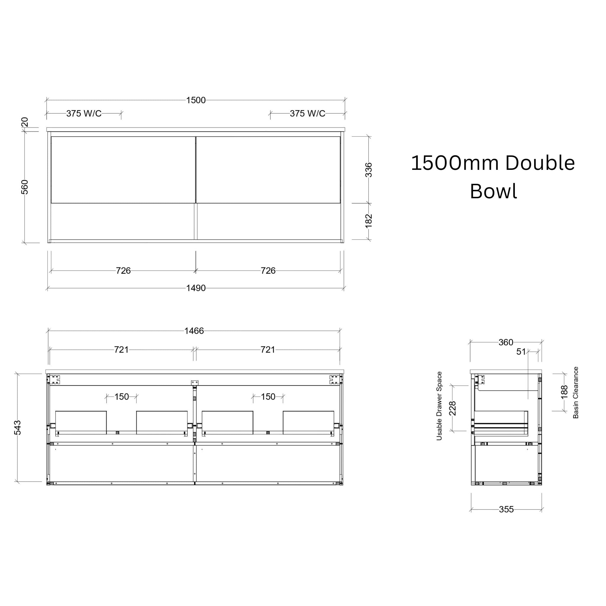 TIMBERLINE KARLIE CUSTOM WALL HUNG VANITY (ALL SIZING)