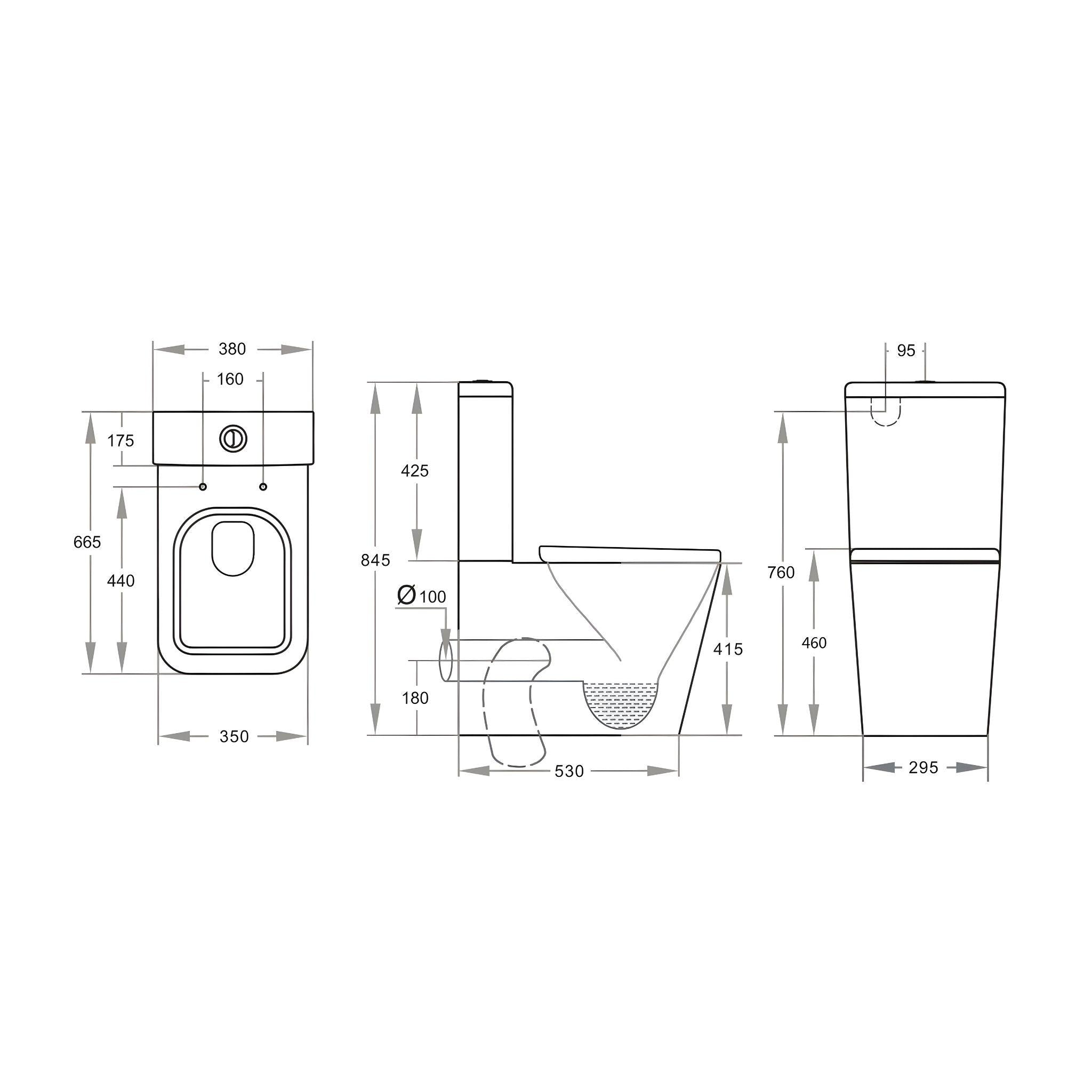 POSEIDON QUBIST BTW TOILET SUITE GLOSS WHITE