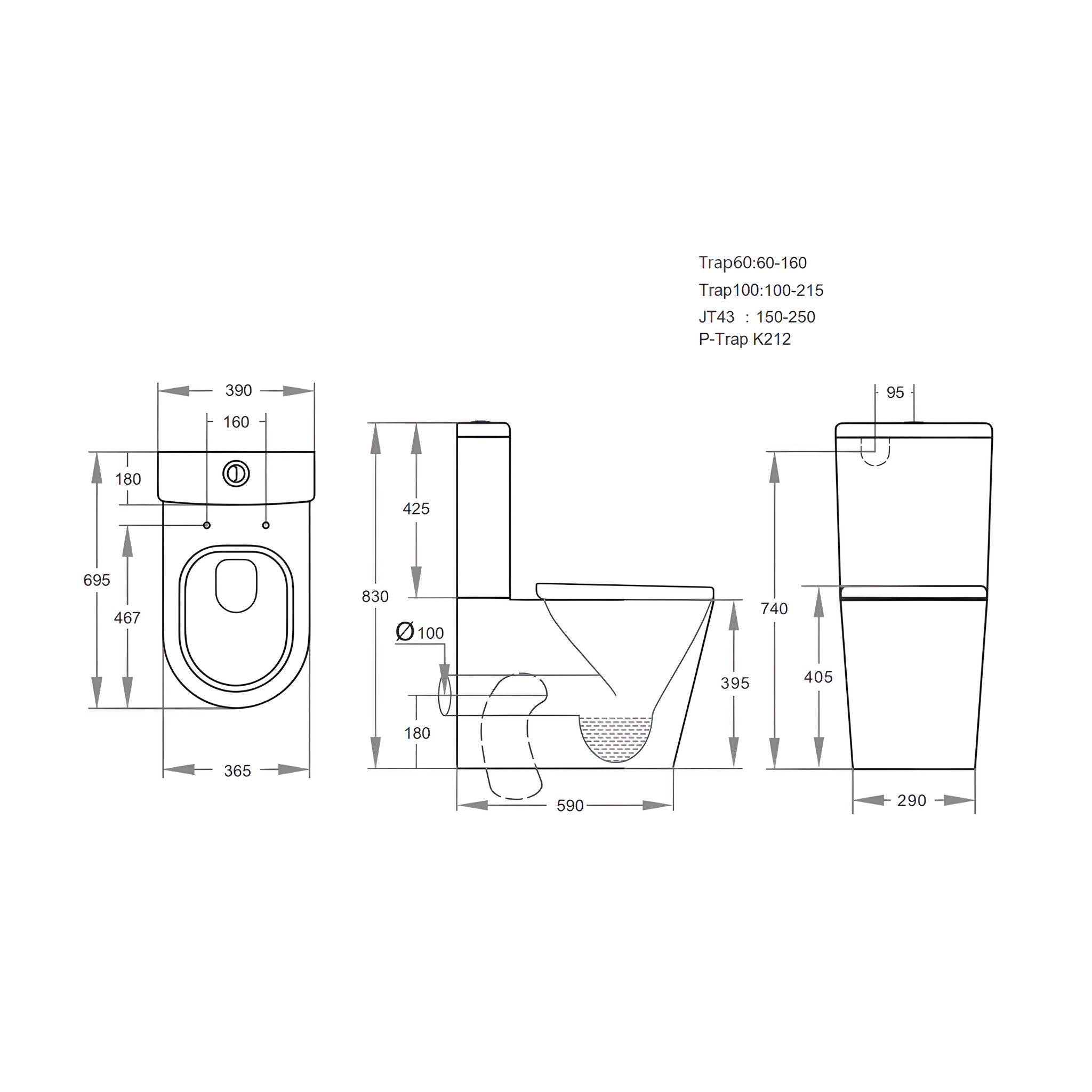 POSEIDON KASEY BACK TO WALL TOILET SUITE GLOSS WHITE