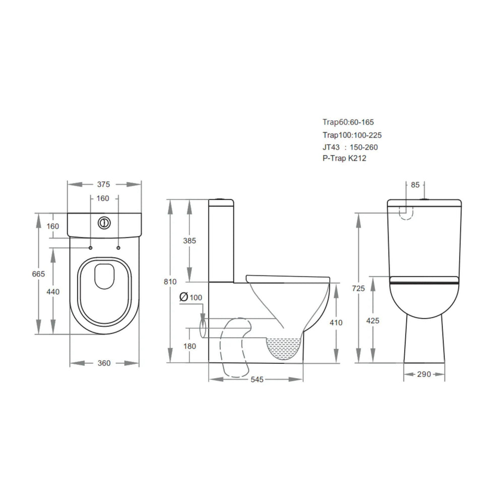 POSEIDON MERCURY BTW TOILET SUITE GLOSS WHITE