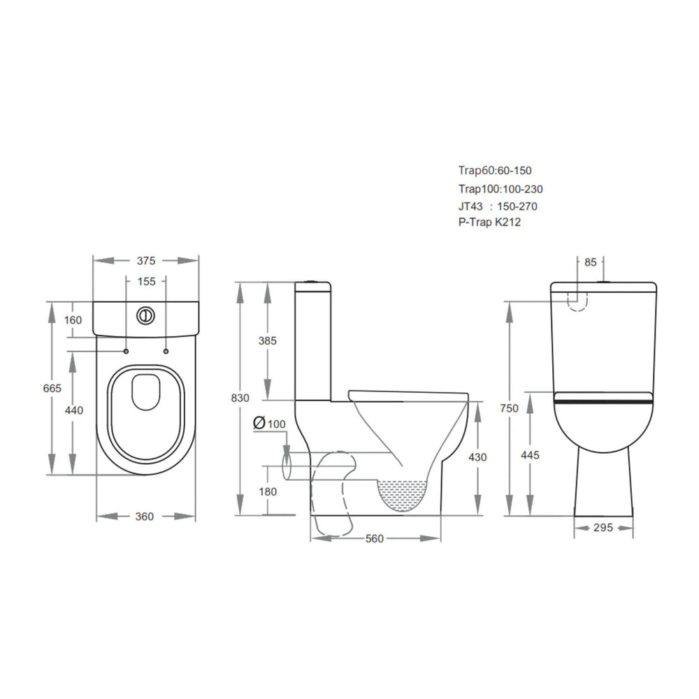 POSEIDON BELA SKEW TOILET SUITE GLOSS WHITE