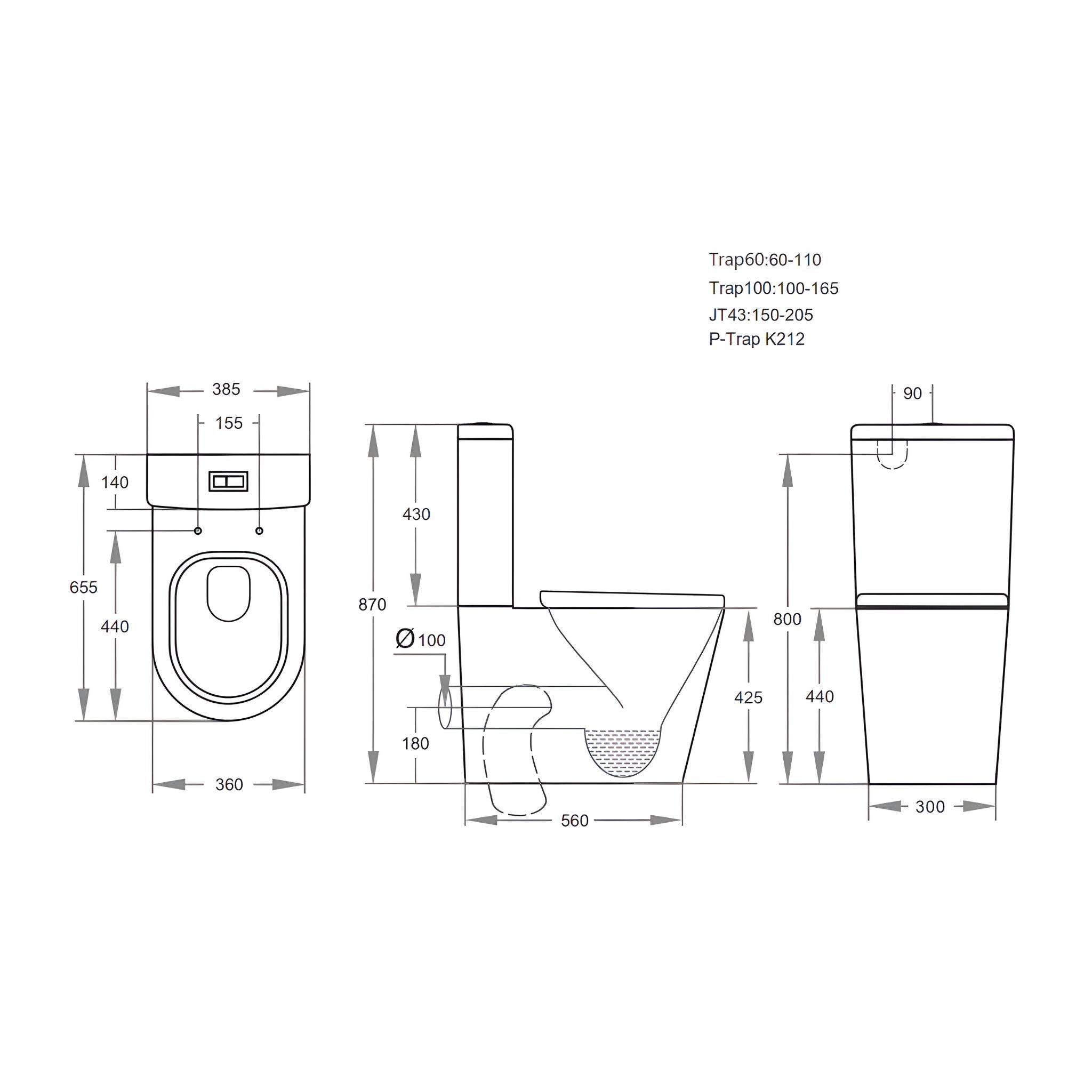 POSEIDON AVIS RIMLESS BACK TO WALL TOILET SUITE GLOSS WHITE