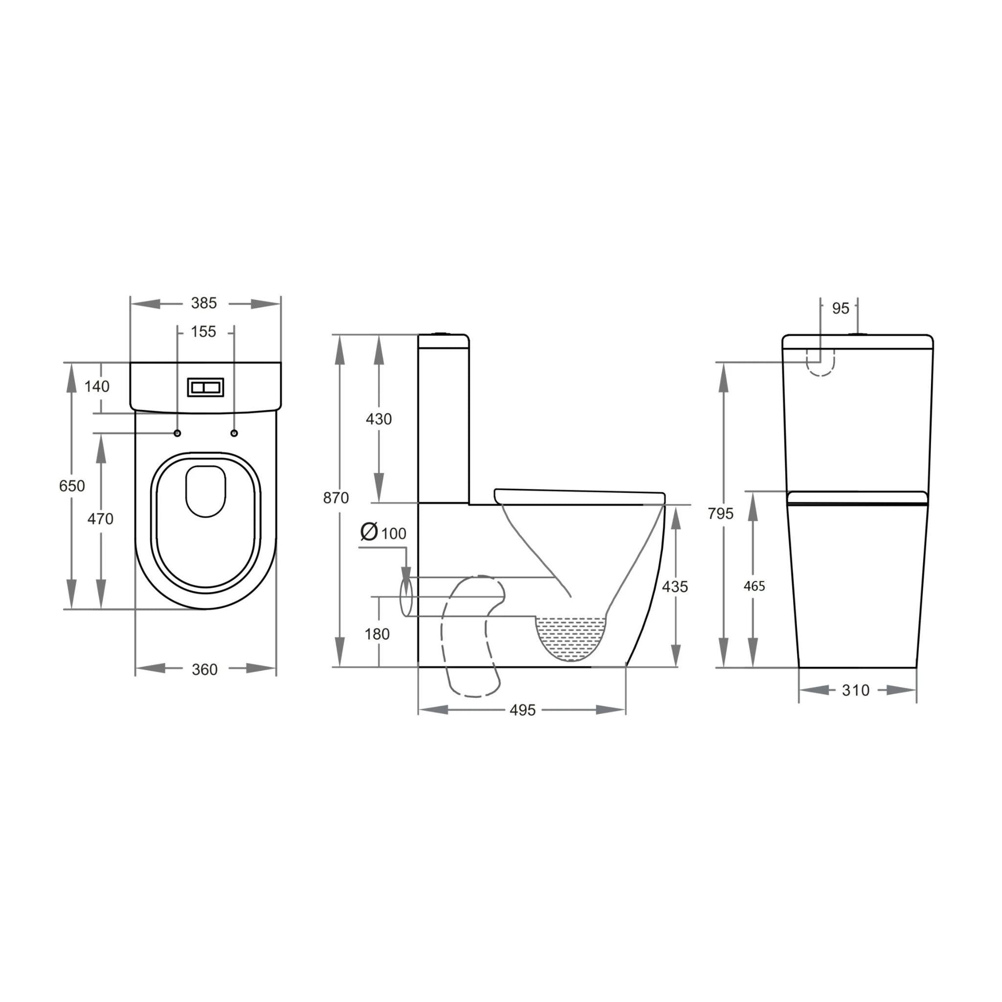 POSEIDON ELVERA BACK TO WALL TOILET SUITE GLOSS WHITE