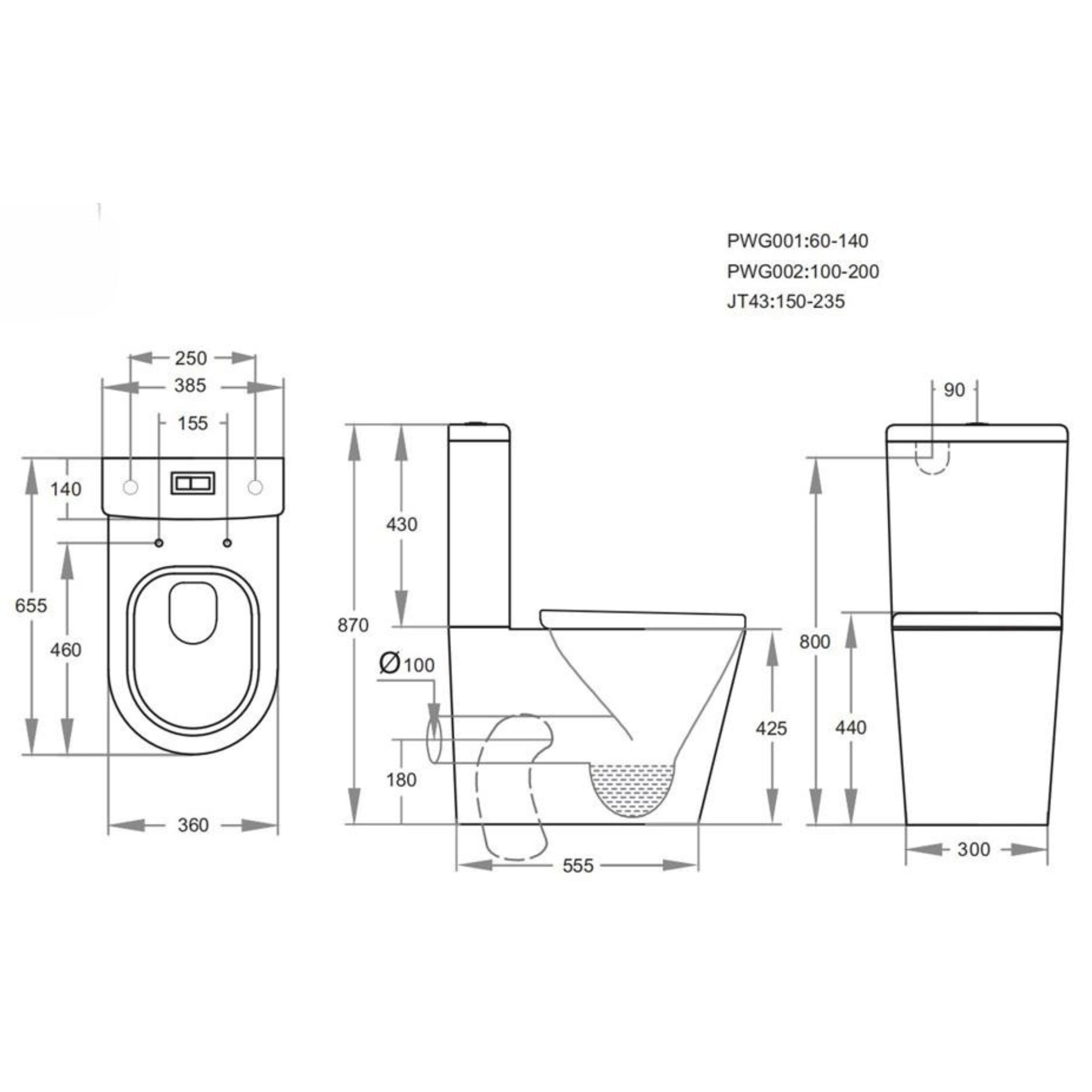 POSEIDON ALPHA RIMLESS TORNADO BACK TO WALL TOILET SUITE GLOSS WHITE