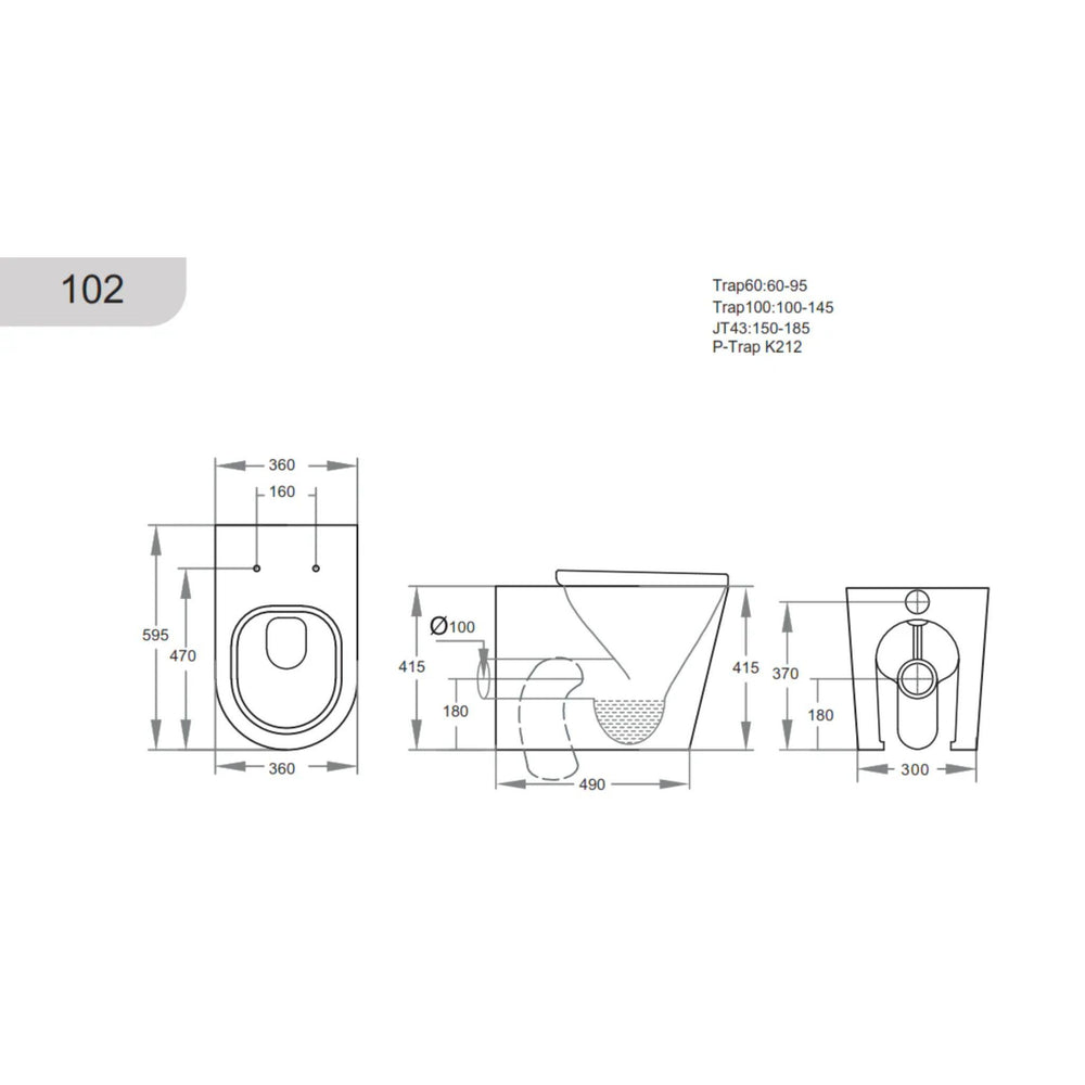POSEIDON AVERY WALL-FACED TOILET PAN GLOSS BLACK