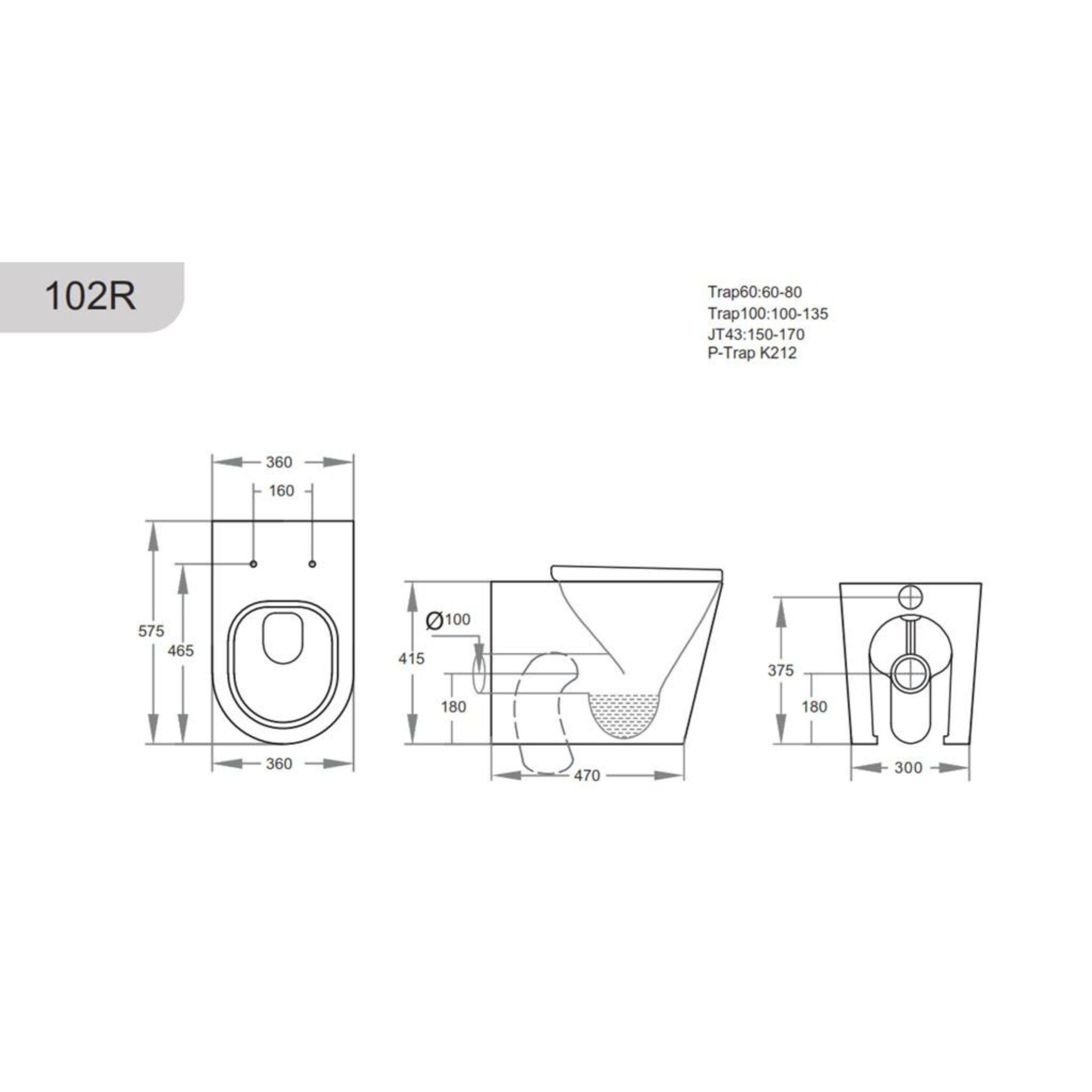 POSEIDON AVIS RIMLESS WALL-FACED TOILET PAN MATTE WHITE
