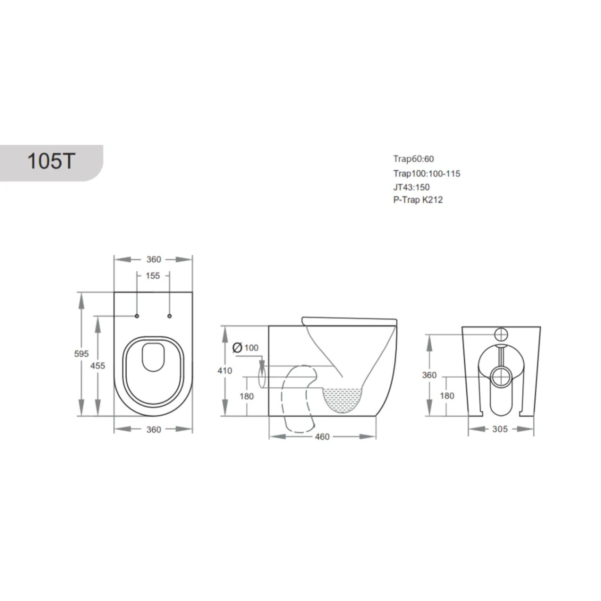POSEIDON VEDA WALL FACED FLOOR PAN GLOSS BLACK