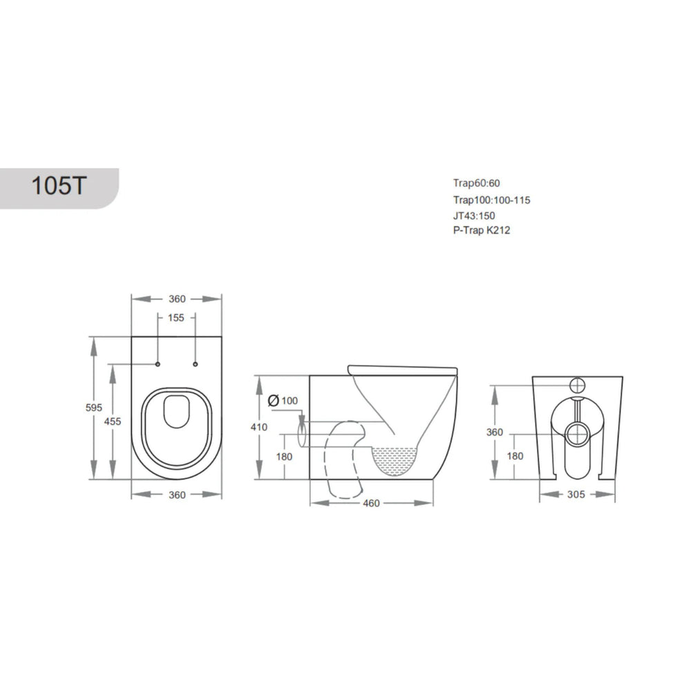 POSEIDON VEDA WALL FACED FLOOR PAN GLOSS WHITE