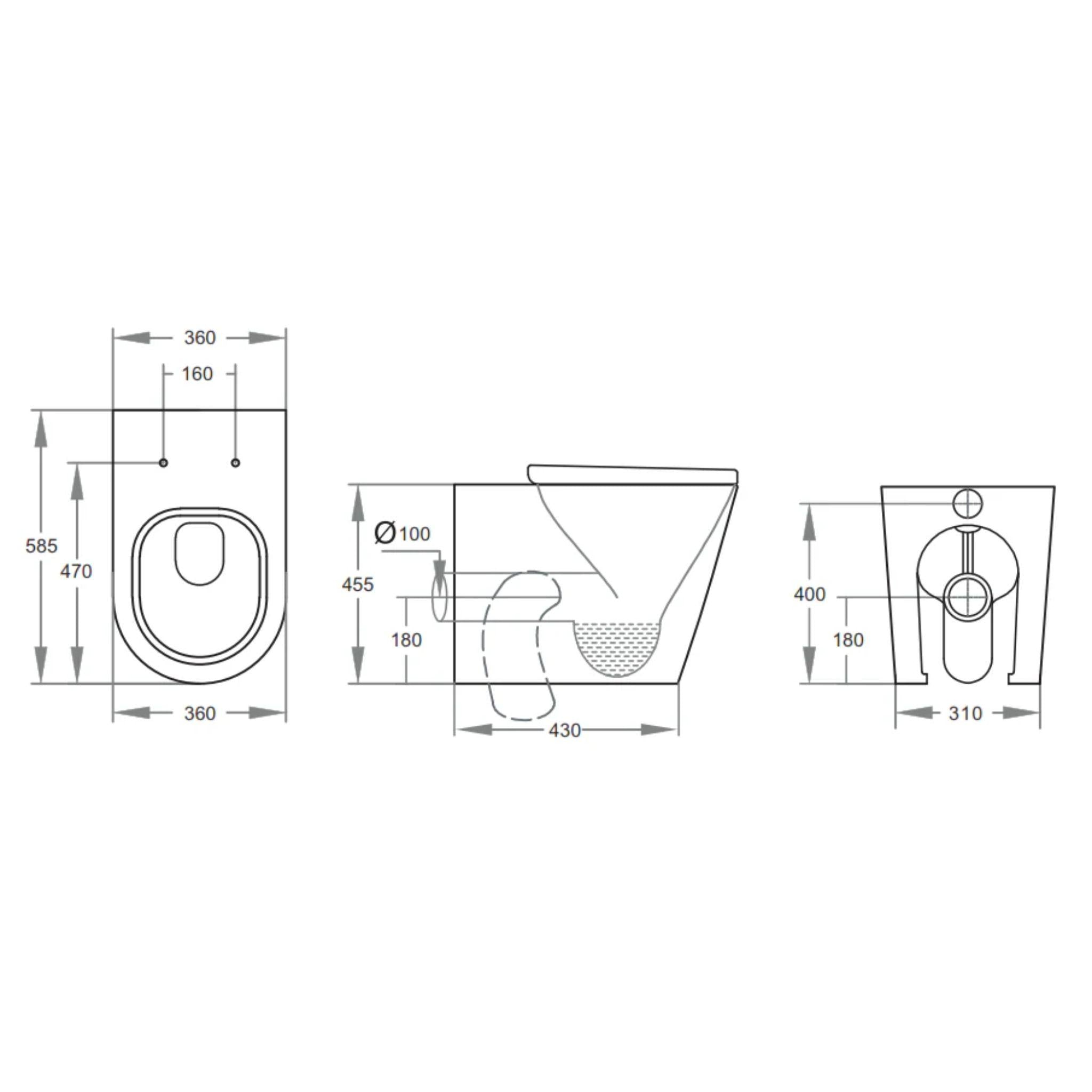 POSEIDON ELVERA RIMLESS EXTRA HEIGHT WALL FACED FLOOR PAN GLOSS WHITE