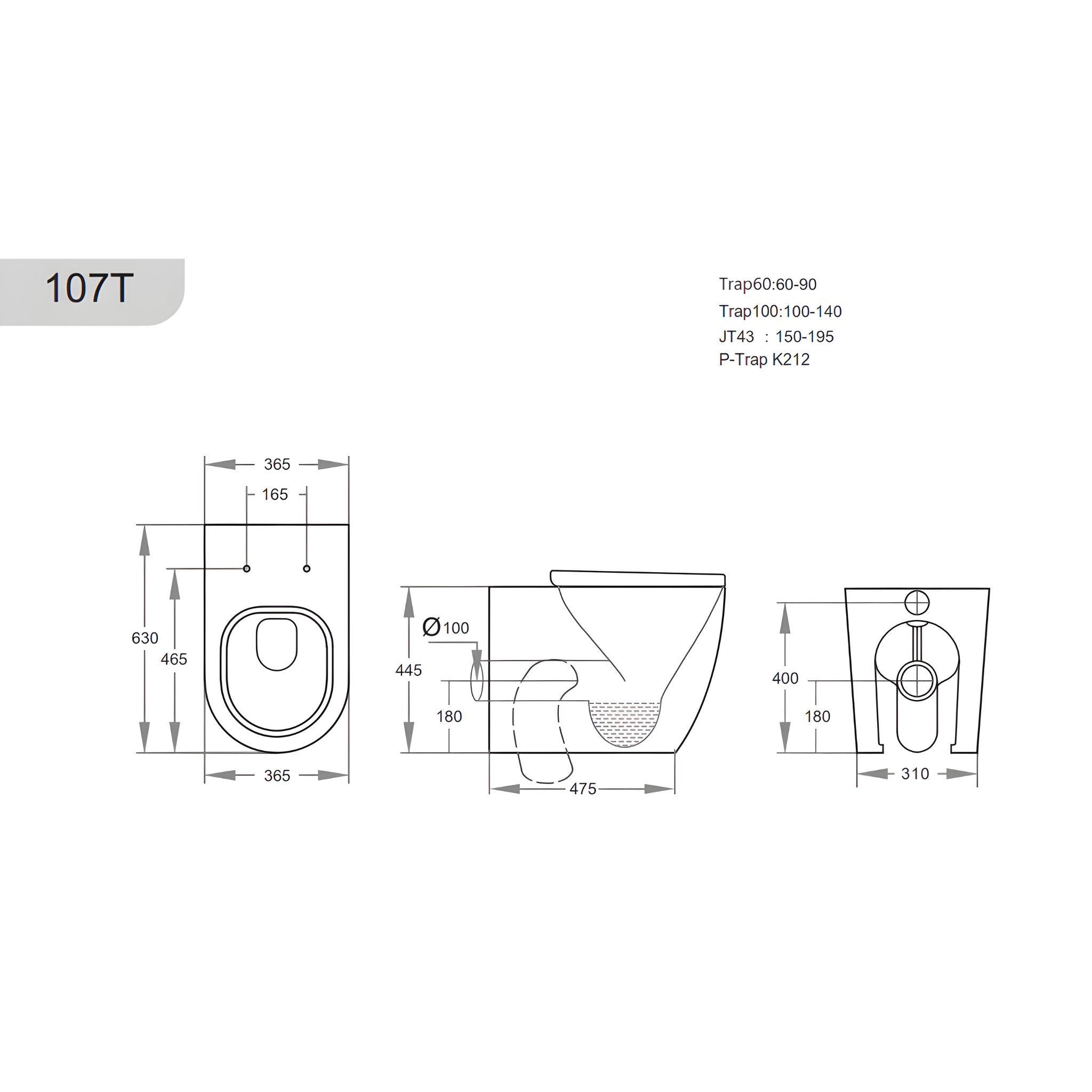 POSEIDON ELVERA TORNADO WALL FACED FLOOR PAN GLOSS WHITE