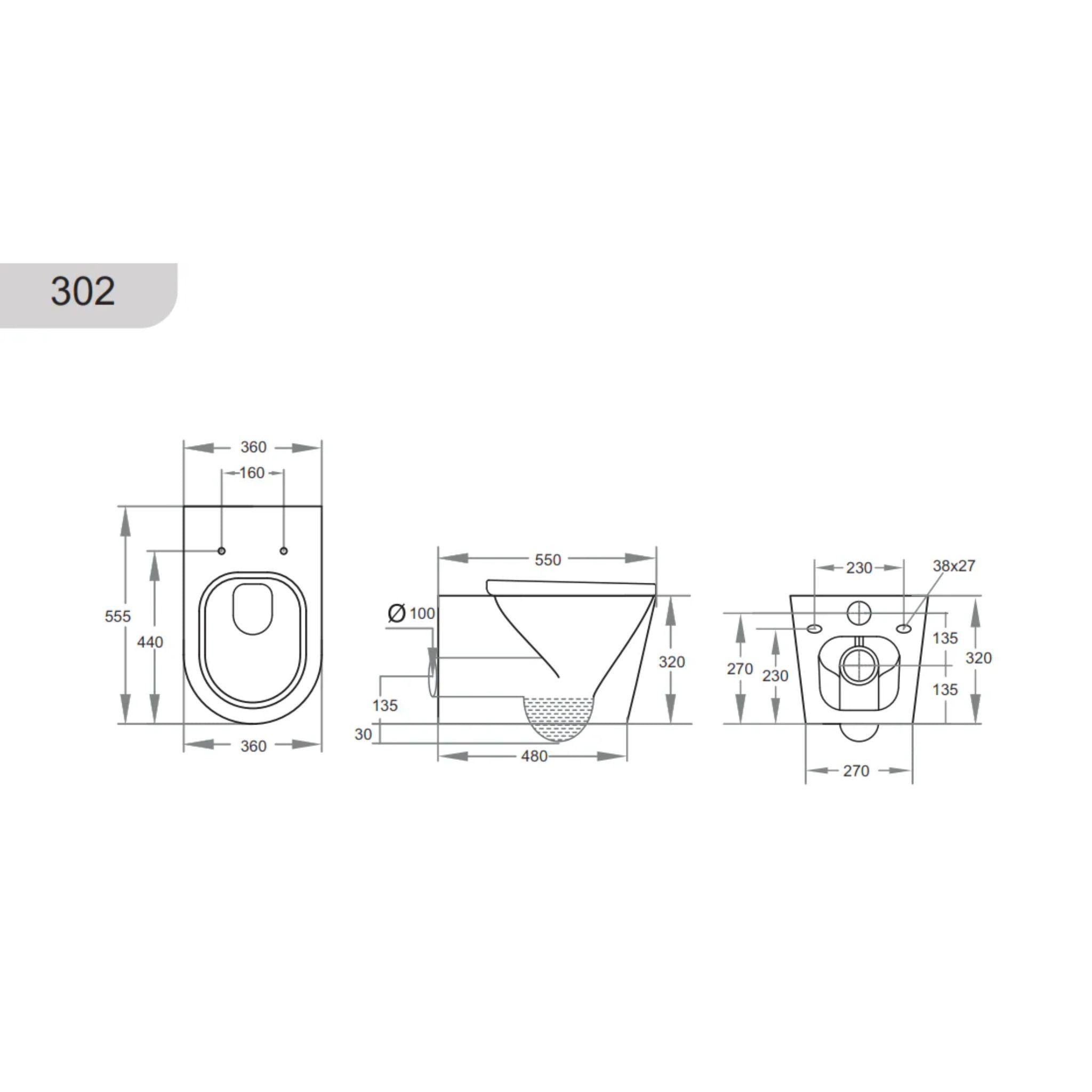 POSEIDON AVERY WALL HUNG PAN GLOSS WHITE