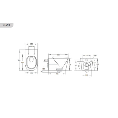 POSEIDON AVIS RIMLESS WALL HUNG PAN GLOSS WHITE