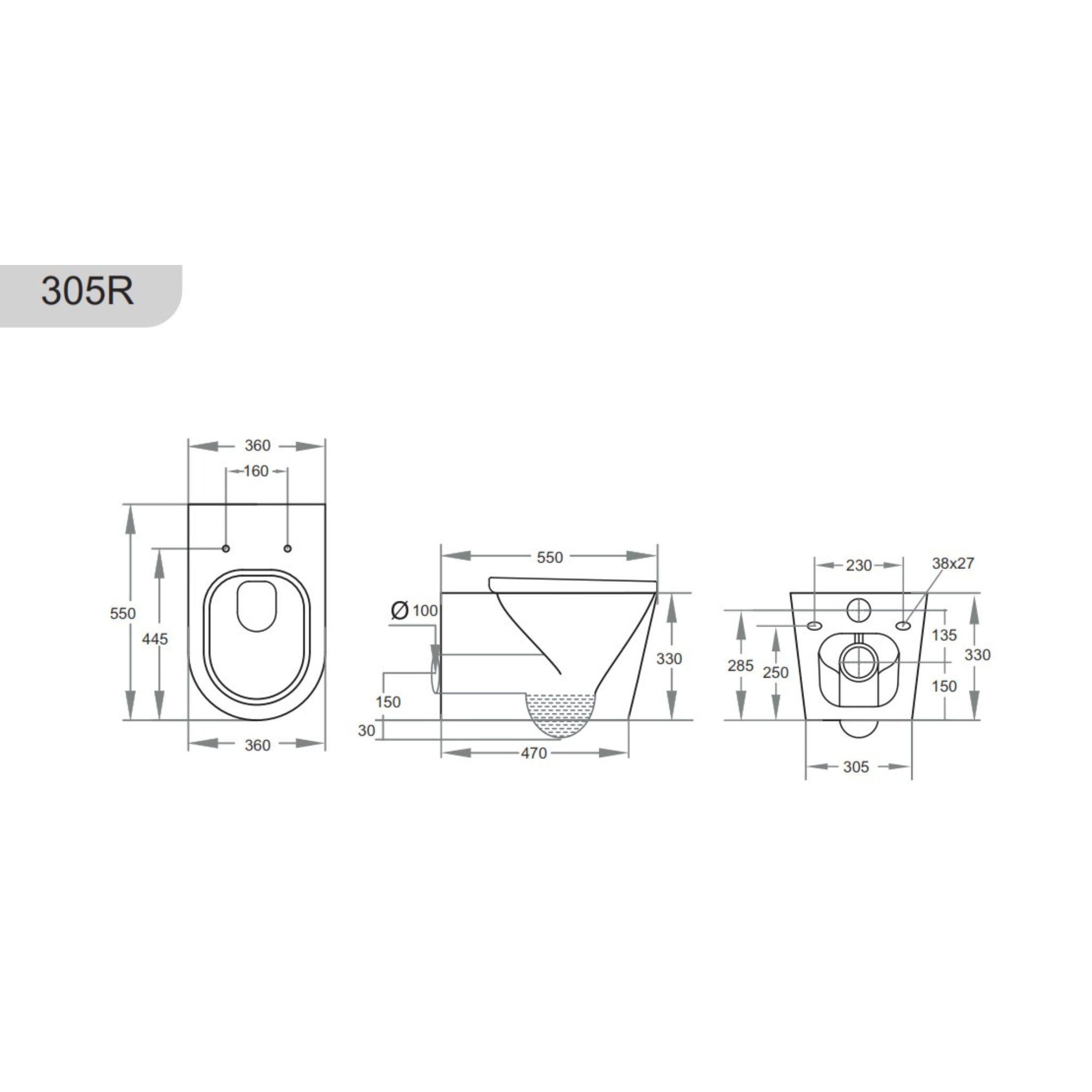 POSEIDON VEDA RIMLESS WALL HUNG TOILET PAN GLOSS WHITE