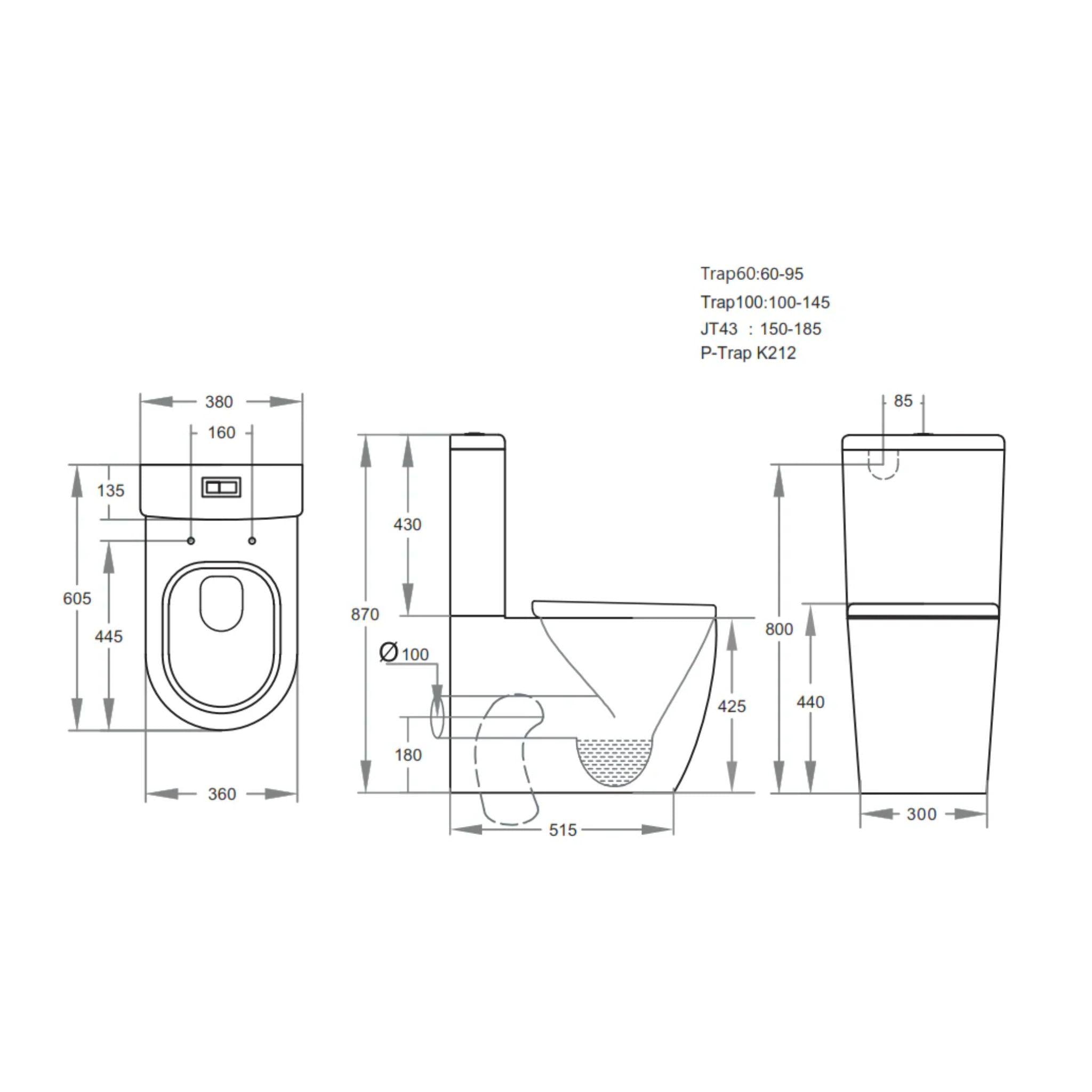 POSEIDON AVIS COMPACT RIMLESS TOILET SUITE GLOSS WHITE
