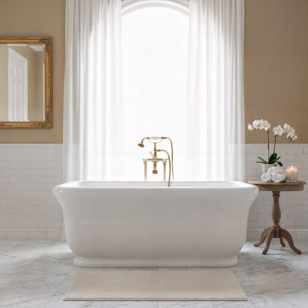 TURNER HASTINGS KIRKHAM TITANCAST SOLID SURFACE FREESTANDING BATHTUB SATIN SILK WHITE WITH OVERFLOW (AVAILABLE IN 1600MM & 1800MM)