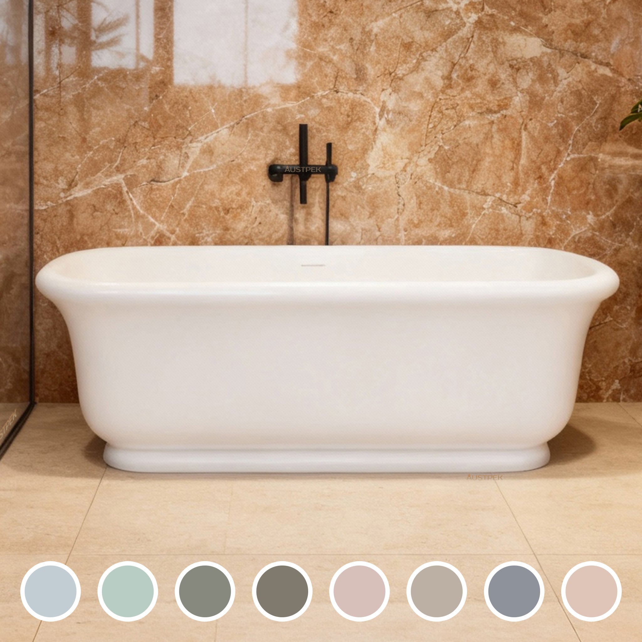 TURNER HASTINGS KIRKHAM TITANCAST SOLID SURFACE FREESTANDING BATHTUB SPECIAL FINISH WITH OVERFLOW (AVAILABLE IN 1600MM & 1800MM)