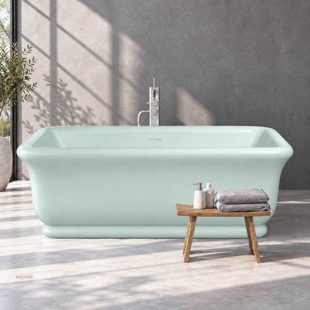TURNER HASTINGS KIRKHAM TITANCAST FREESTANDING NON OVERFLOW BATHTUB FROSTY MINT 1800MM