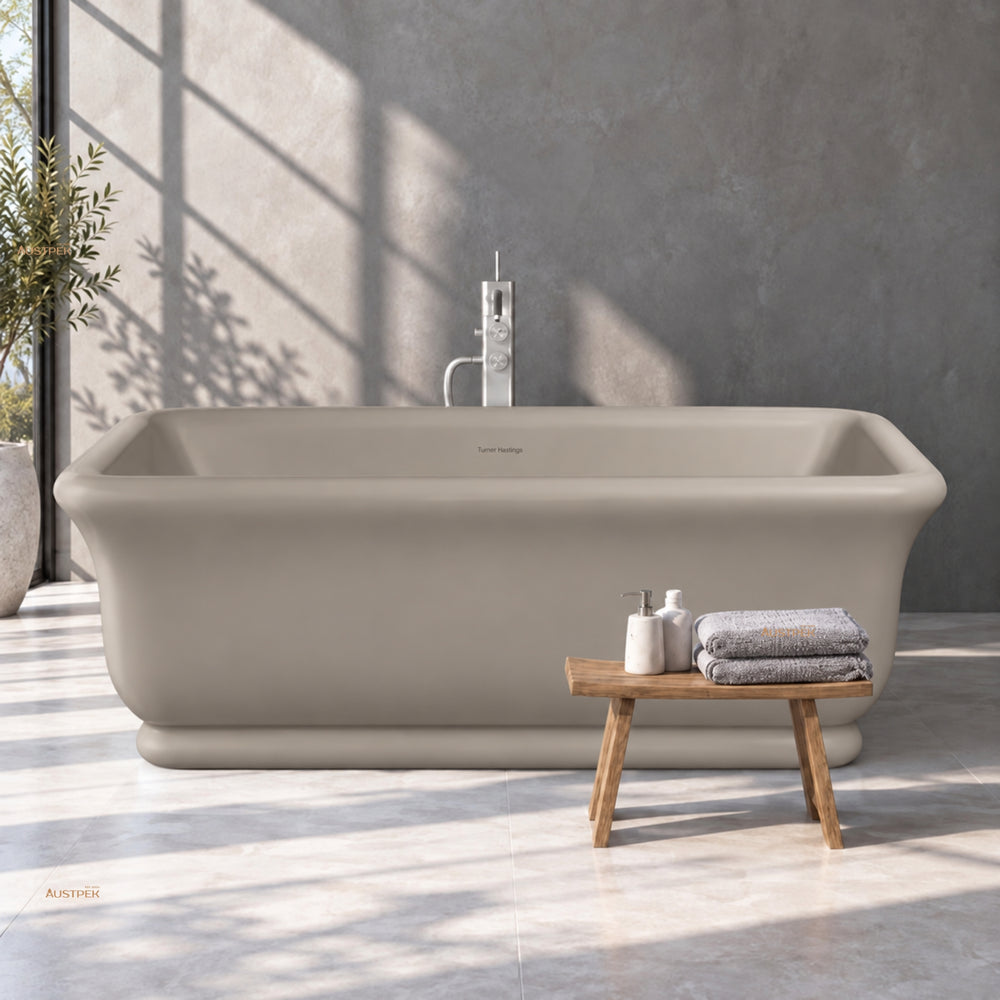 TURNER HASTINGS KIRKHAM TITANCAST FREESTANDING NON OVERFLOW BATHTUB LIGHT FAWN 1800MM