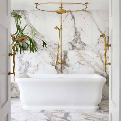 TURNER HASTINGS KIRKHAM TITANCAST SOLID SURFACE FREESTANDING BATHTUB SATIN SILK WHITE (AVAILABLE IN 1600MM & 1800MM)