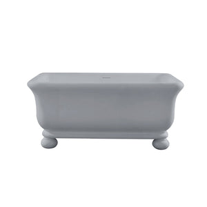TURNER HASTINGS KIRKHAM TITANCAST FREESTANDING OVERFLOW BATHTUB WITH BALL FEET POWDER GREY (AVAILABLE IN 1600MM AND 1800MM)