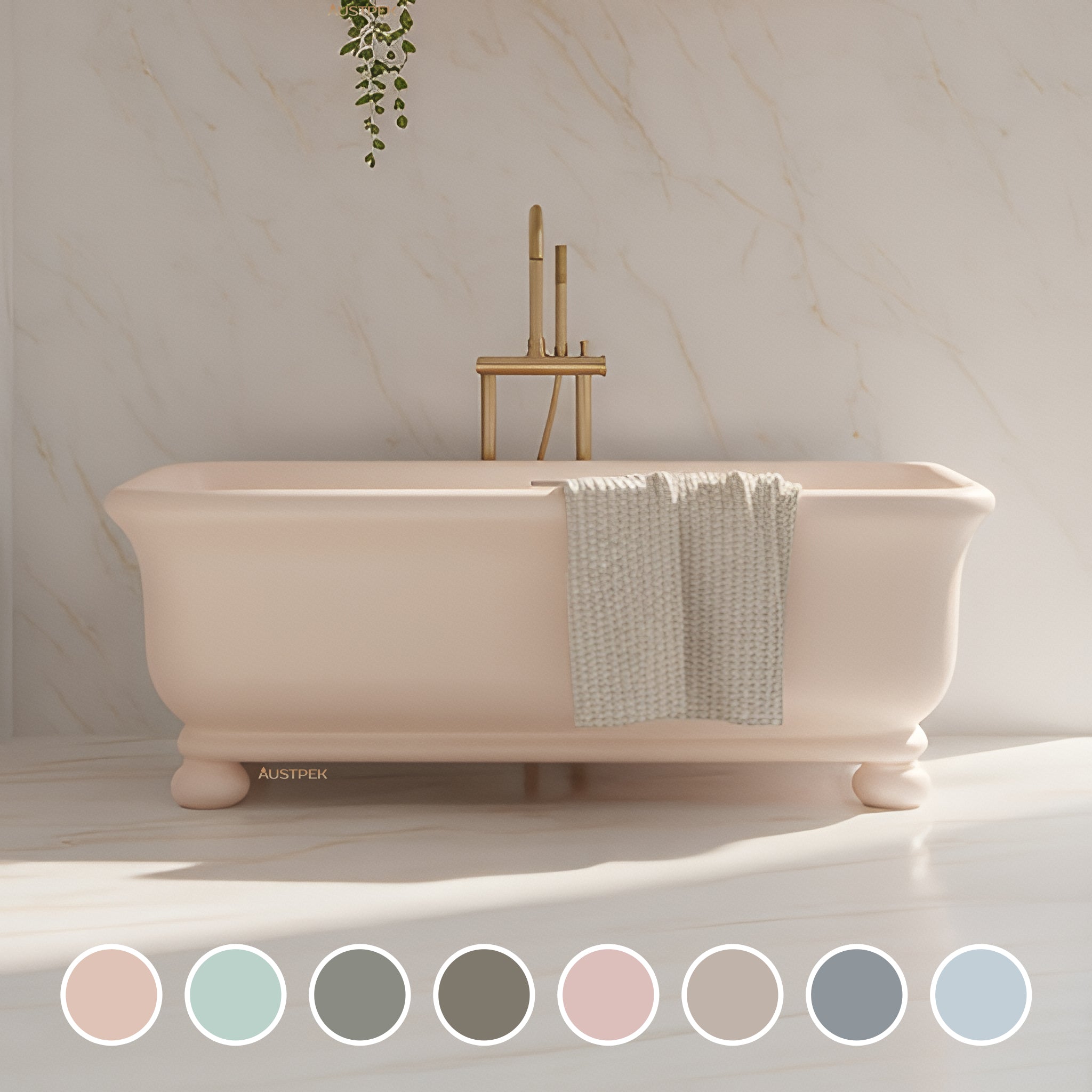 TURNER HASTINGS KIRKHAM TITANCAST SOLID SURFACE FREESTANDING BATHTUB WITH BALL FEET SPECIAL FINISH WITH OVERFLOW (AVAILABLE IN 1600MM & 1800MM)