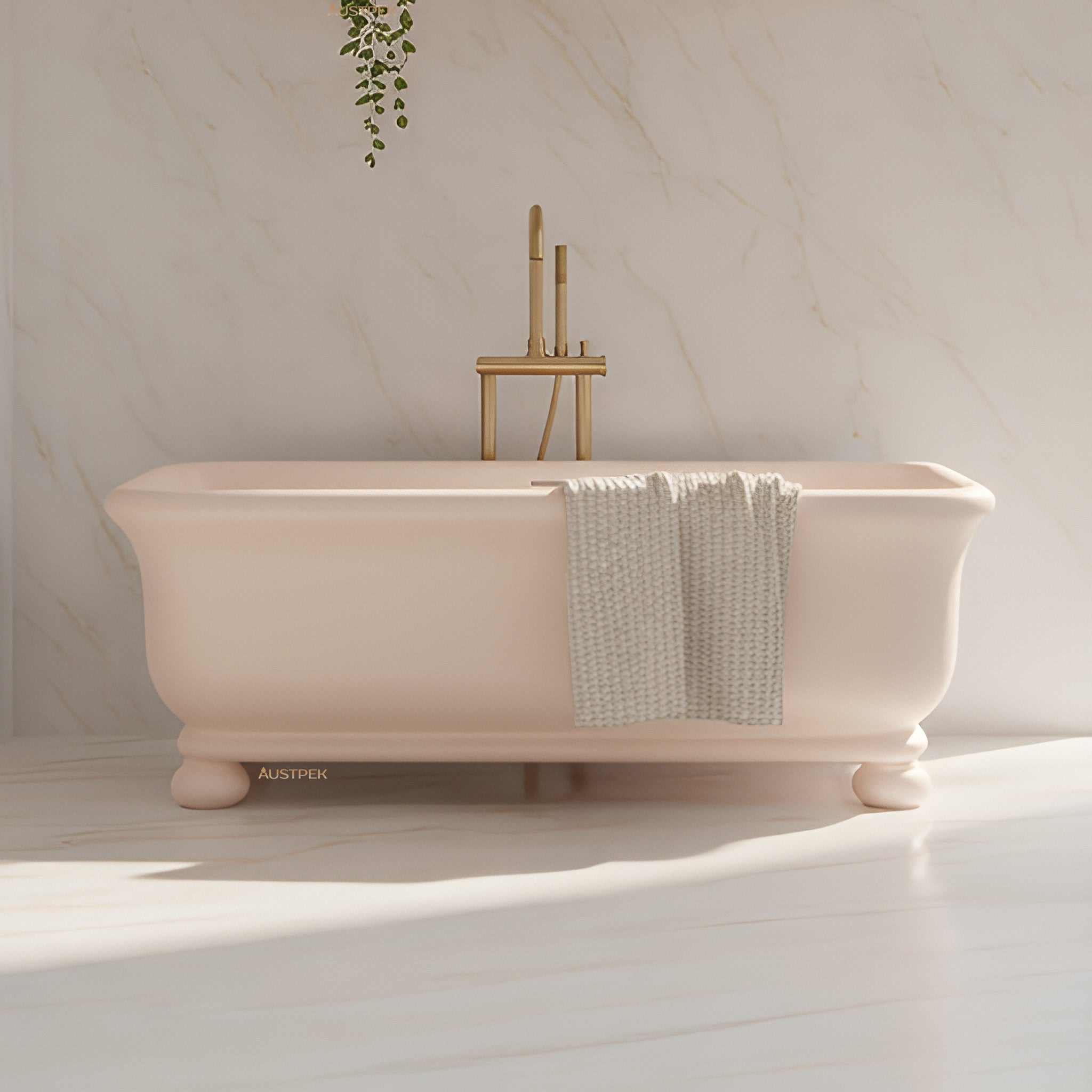 TURNER HASTINGS KIRKHAM TITANCAST SOLID SURFACE FREESTANDING BATHTUB WITH BALL FEET SPECIAL FINISH WITH OVERFLOW (AVAILABLE IN 1600MM & 1800MM)