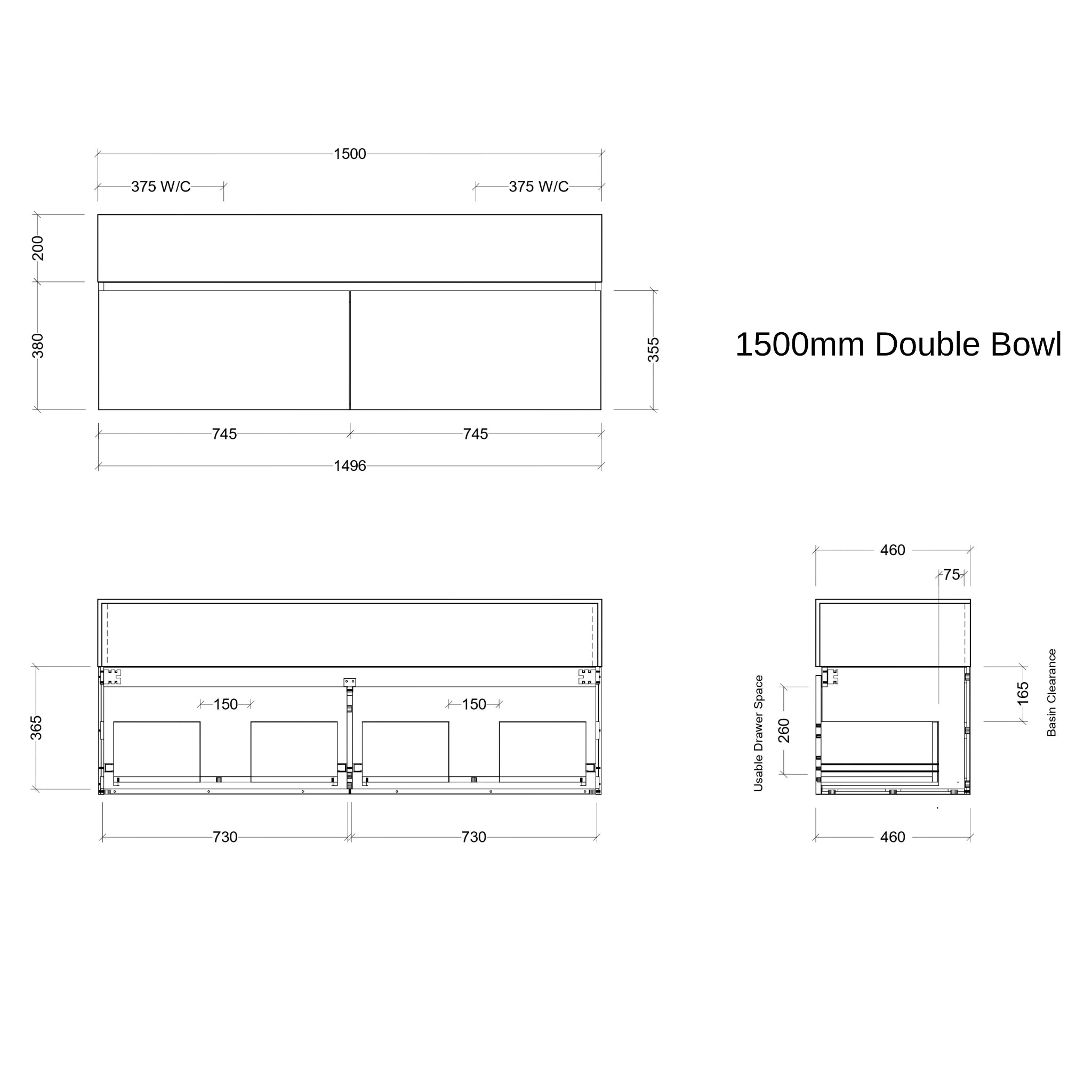 TIMBERLINE KINGSLEY CUSTOM WALL HUNG VANITY (ALL SIZING)