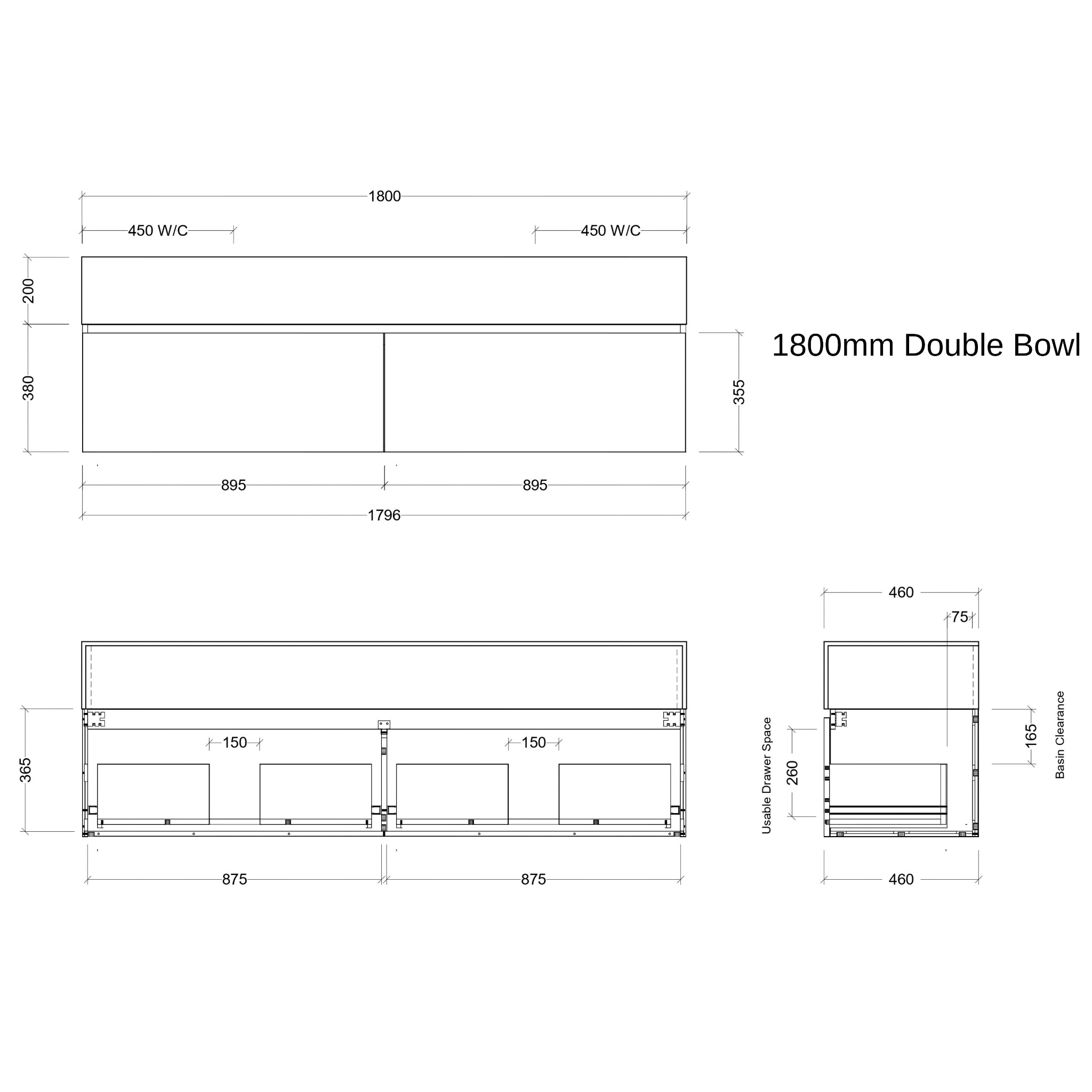 TIMBERLINE KINGSLEY CUSTOM WALL HUNG VANITY (ALL SIZING)