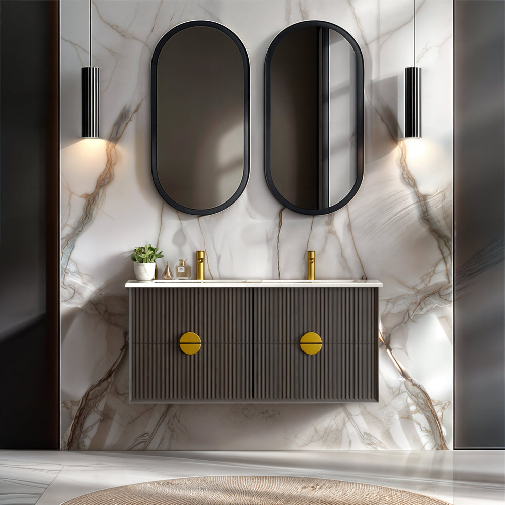 INFINITY KINGO MATTE BLACK 1200MM DOUBLE BOWL WALL HUNG VANITY