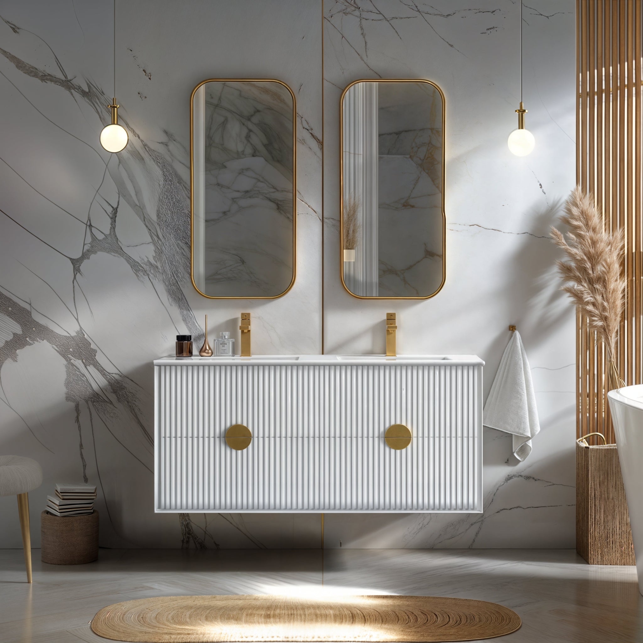 INFINITY KINGO MATTE WHITE 1200MM DOUBLE BOWL WALL HUNG VANITY