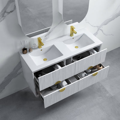 INFINITY KINGO MATTE WHITE 1200MM DOUBLE BOWL WALL HUNG VANITY