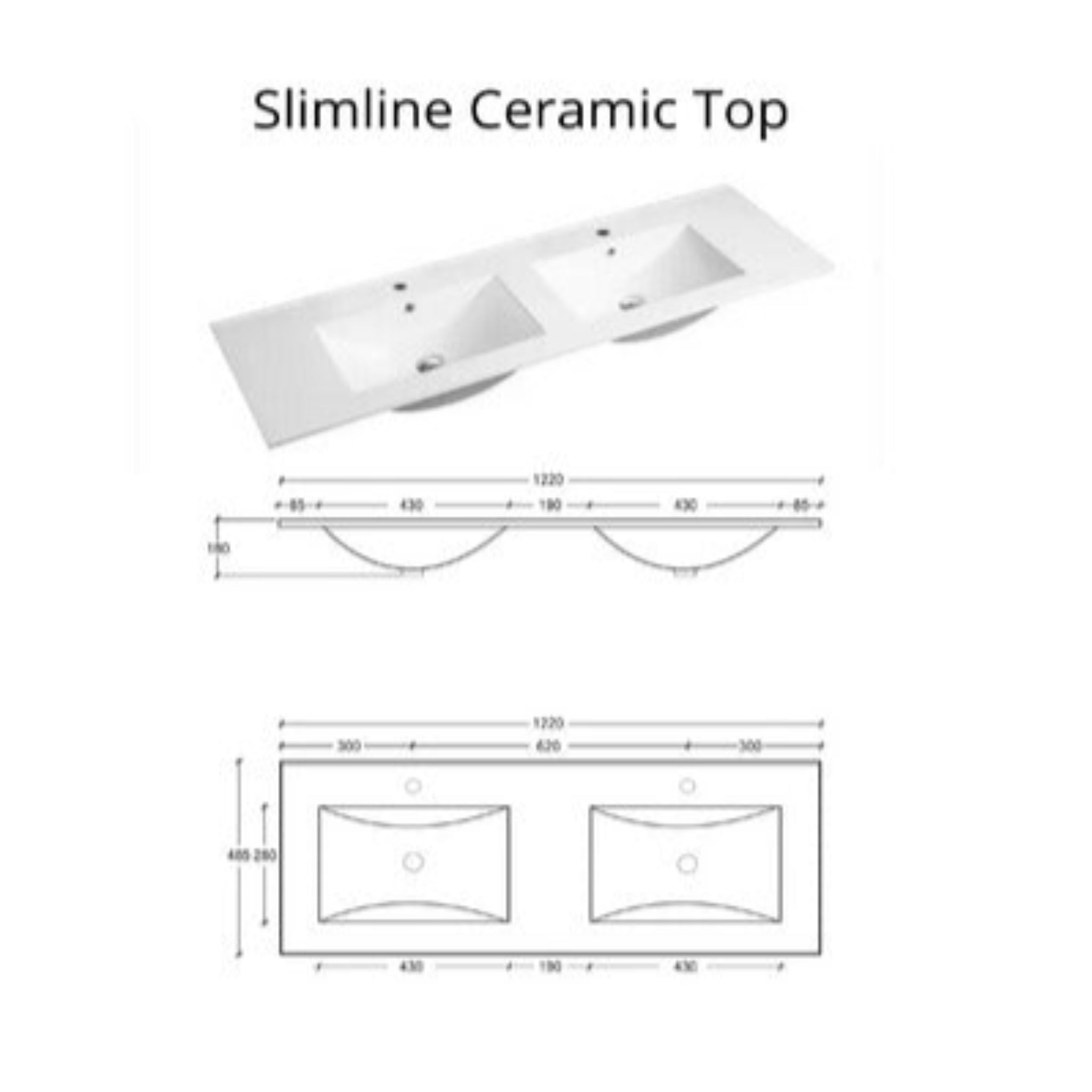 INFINITY KINGO MATTE WHITE 1200MM DOUBLE BOWL WALL HUNG VANITY